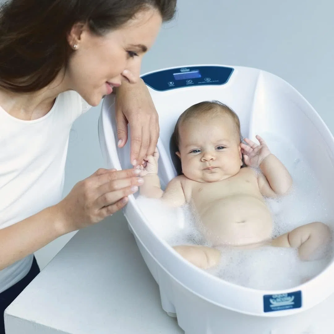 AquaScale 3-in-1 Vaschetta Bagnetto Neonato, Bilancia Digitale e Termometro per L'Acqua, Next Generation V3