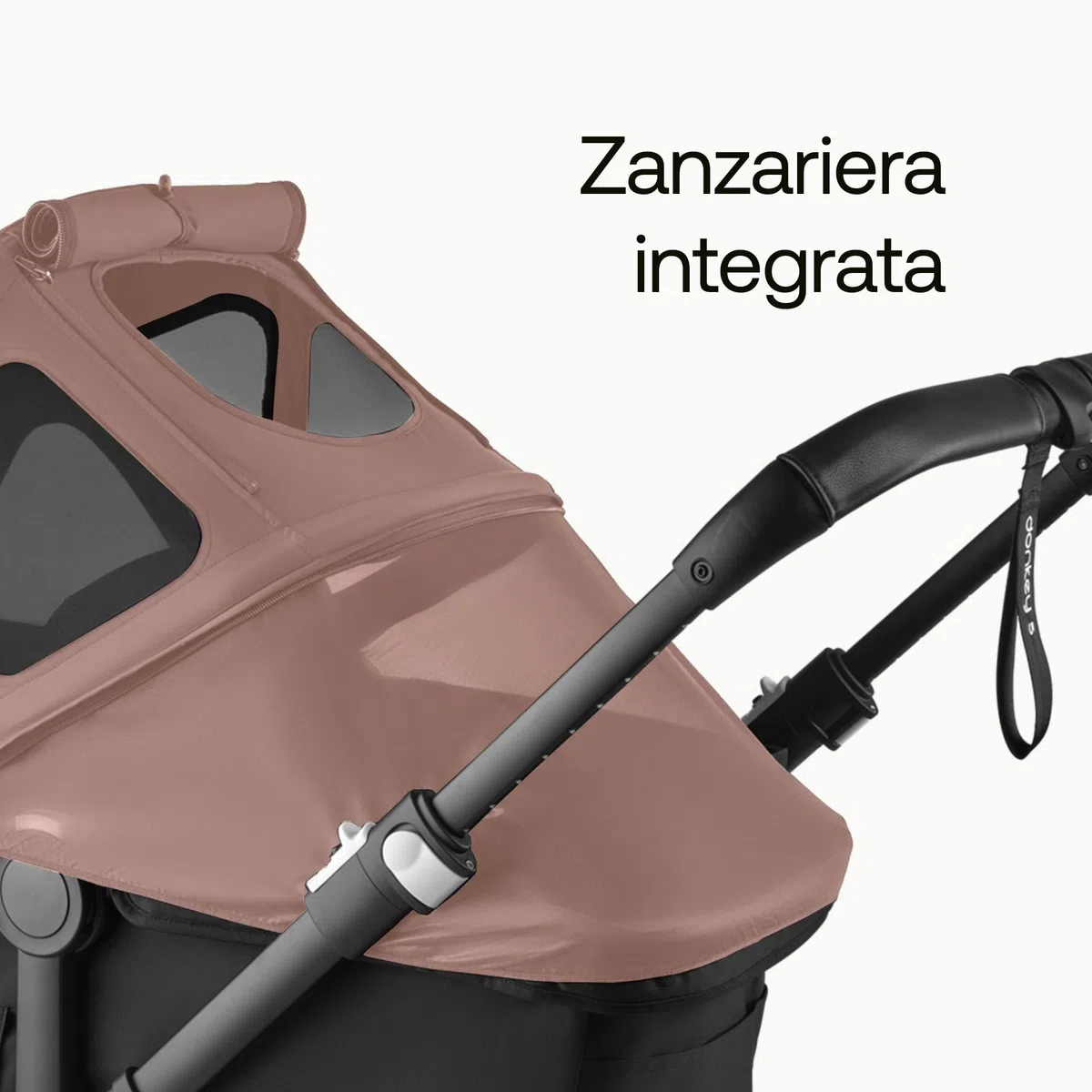 Bugaboo Donkey Cappottina Breezy, Estensibile per una maggiore copertura e una Protezione Solare ottimale, Resistente all'Acqua, Compatibile Con Tutti i Passeggini Donkey, Dusty Pink