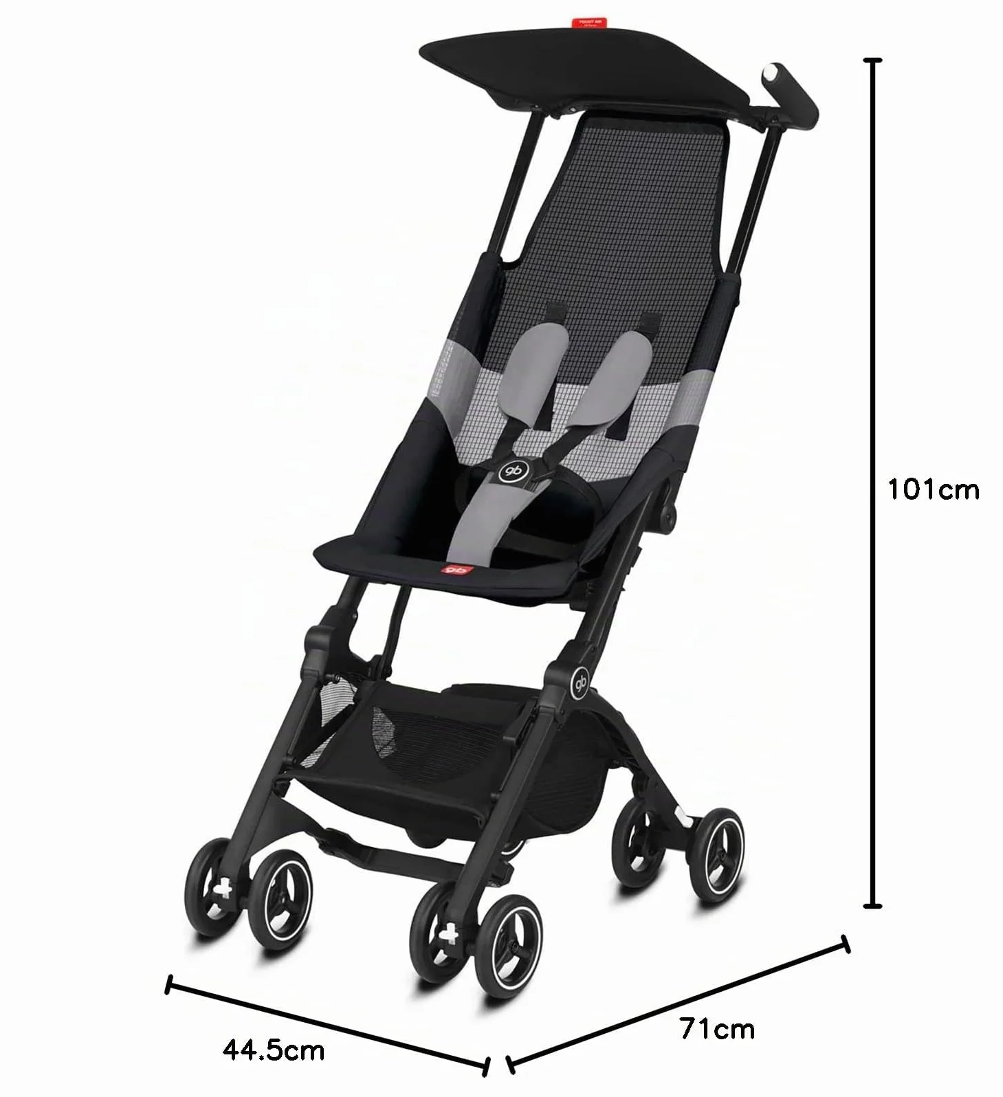 Gold Passeggino Pockit+ Air All Terrain, Ultracompatto, 0-22 kg, Velvet Black