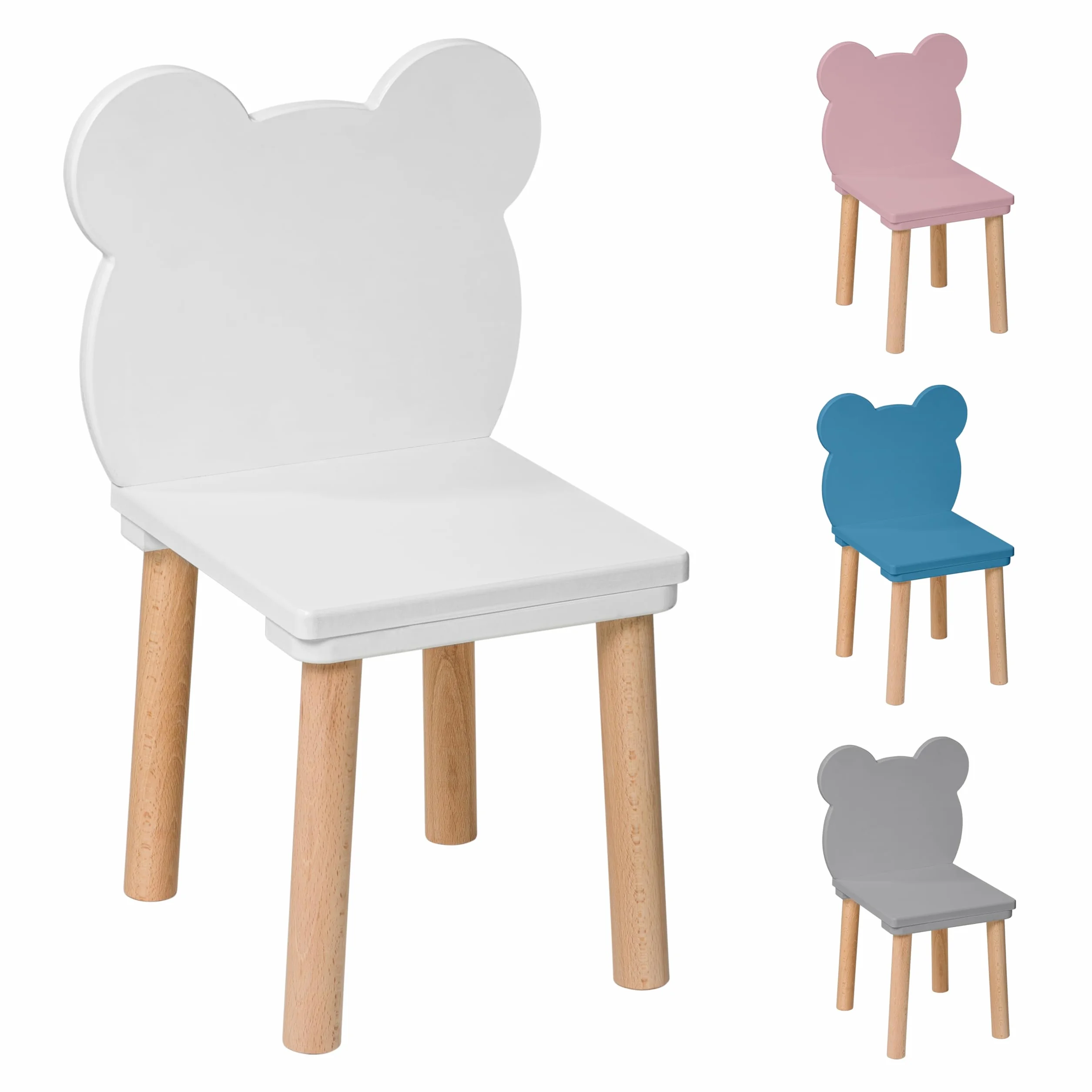 Sedia in legno per bambini con orso rosa Toddler Chair 2-7 anni