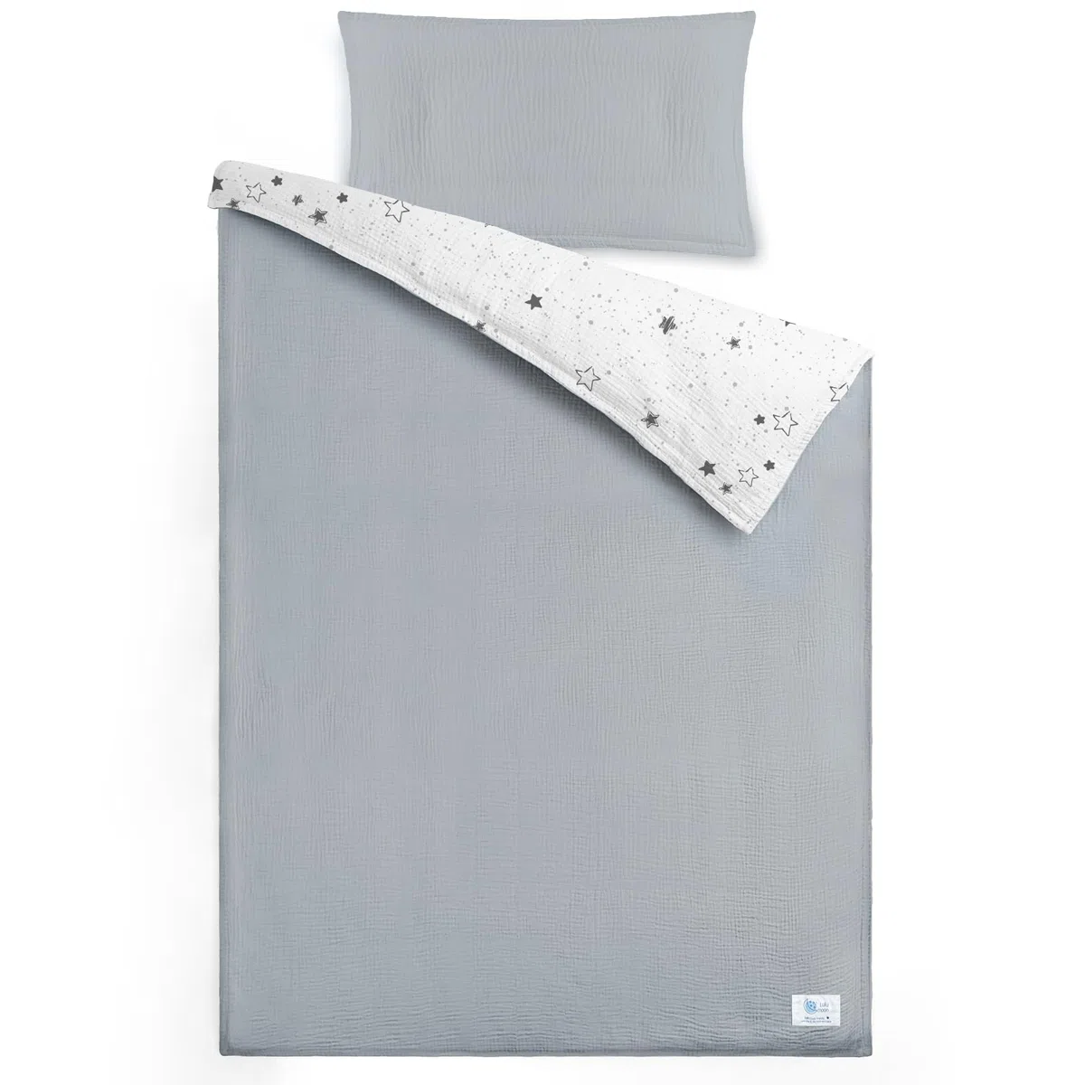 lulumoon - Set biancheria da letto per bambini in mussola, 100 x 135 cm: copripiumino 100 x 135 + federa 40 x 60 cm in cotone Oeko-TEX Standard – Set biancheria da letto leggero e confortevole per