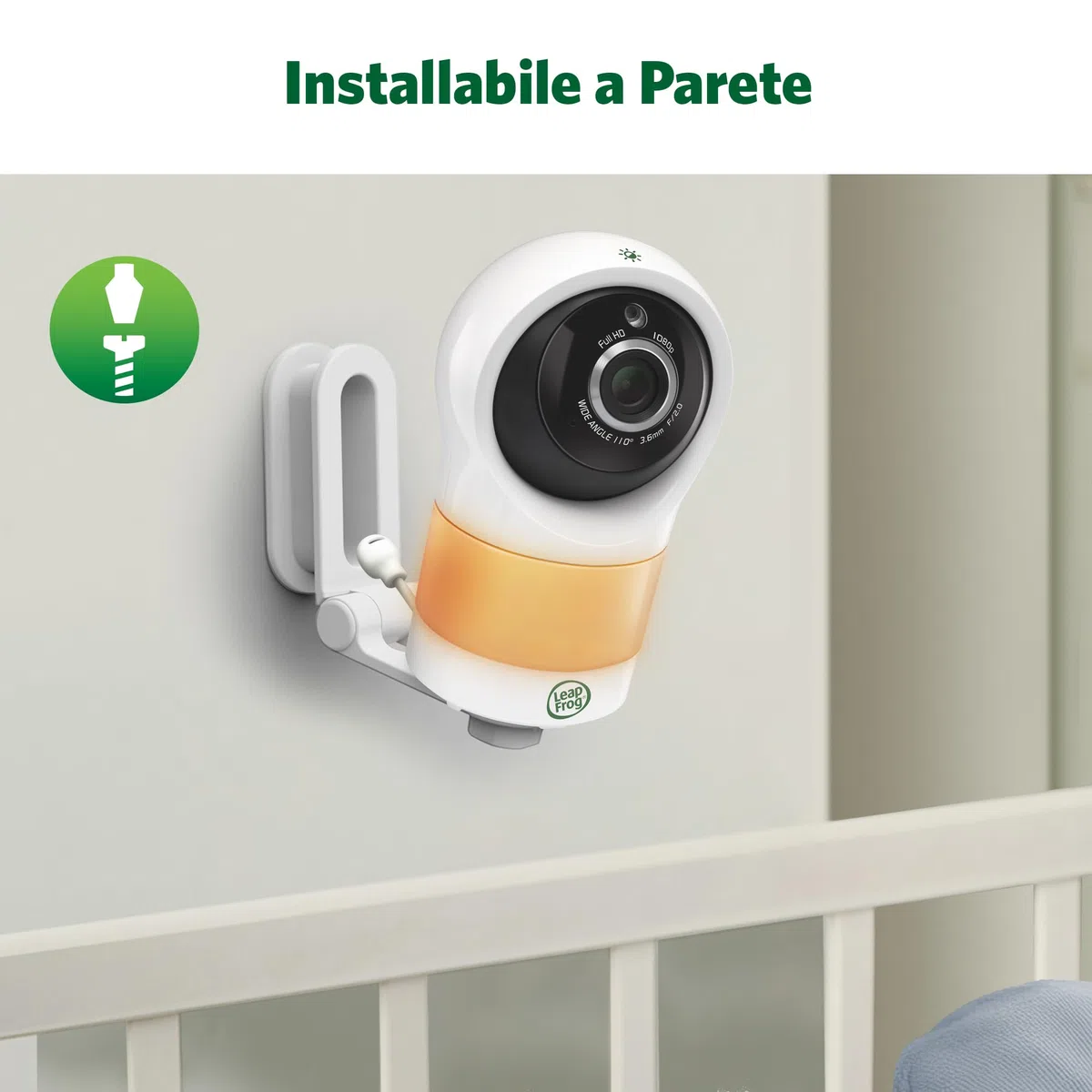 LeapFrog LF1911 Baby Monitor con video in 1080HD,App gratuita con rilevamento del movimento e del rumore,visione notturna a colori,modalità privacy,telecomando dello zoom a inclinazione di rotazione