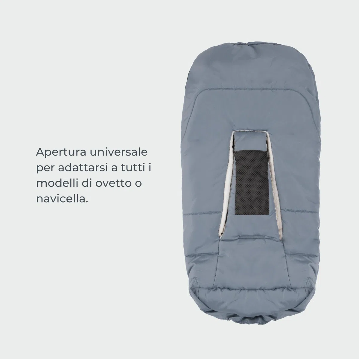 Nuvita 9205 Ovetto Cuccioli | Sacco Universale per Seggiolini Auto con Animaletti | Perfetto per Bambini da 0 a 6 Mesi (80 cm) | Resistente al Freddo fino a -10°C | Blu Notte
