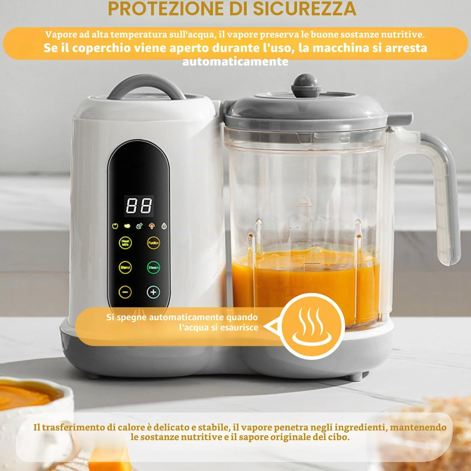 Cuocipappa Multifunzione per Bambini 400 ml Frullatore e Sterilizzatore