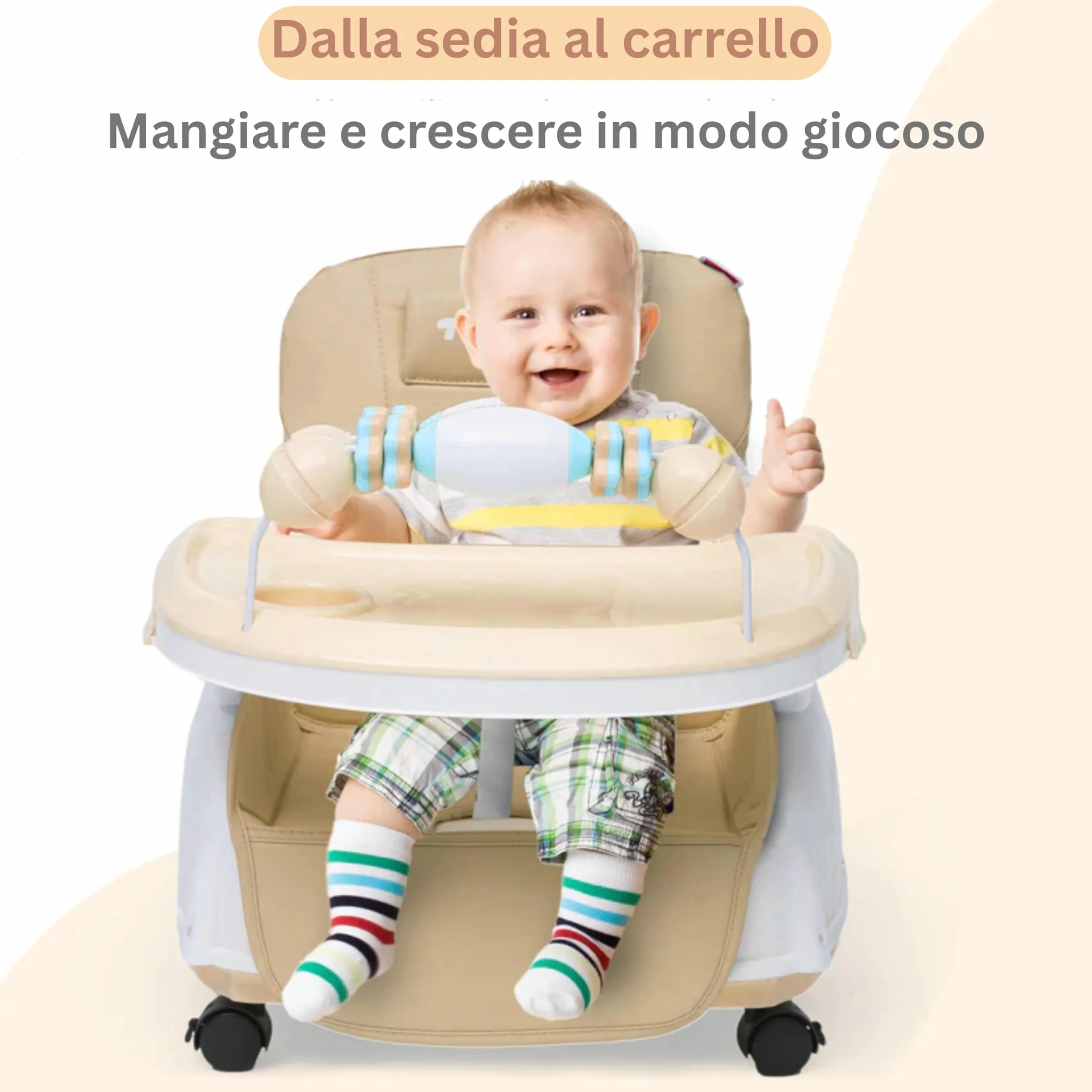 Twinky Seggiolone Pappa Evolutivo 0-36 Mesi Regolabile Portatile Design Sicuro Comfort