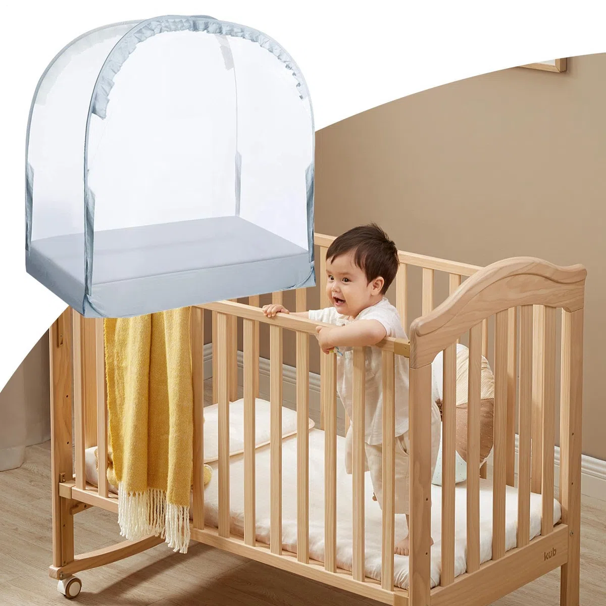 Tenda da campeggio per culla: emergente in rete traspirante, protezione di sicurezza anti-arrampicata, protezione leggera per lettino per bambini piccoli | soluzione di sicurezza per dormire
