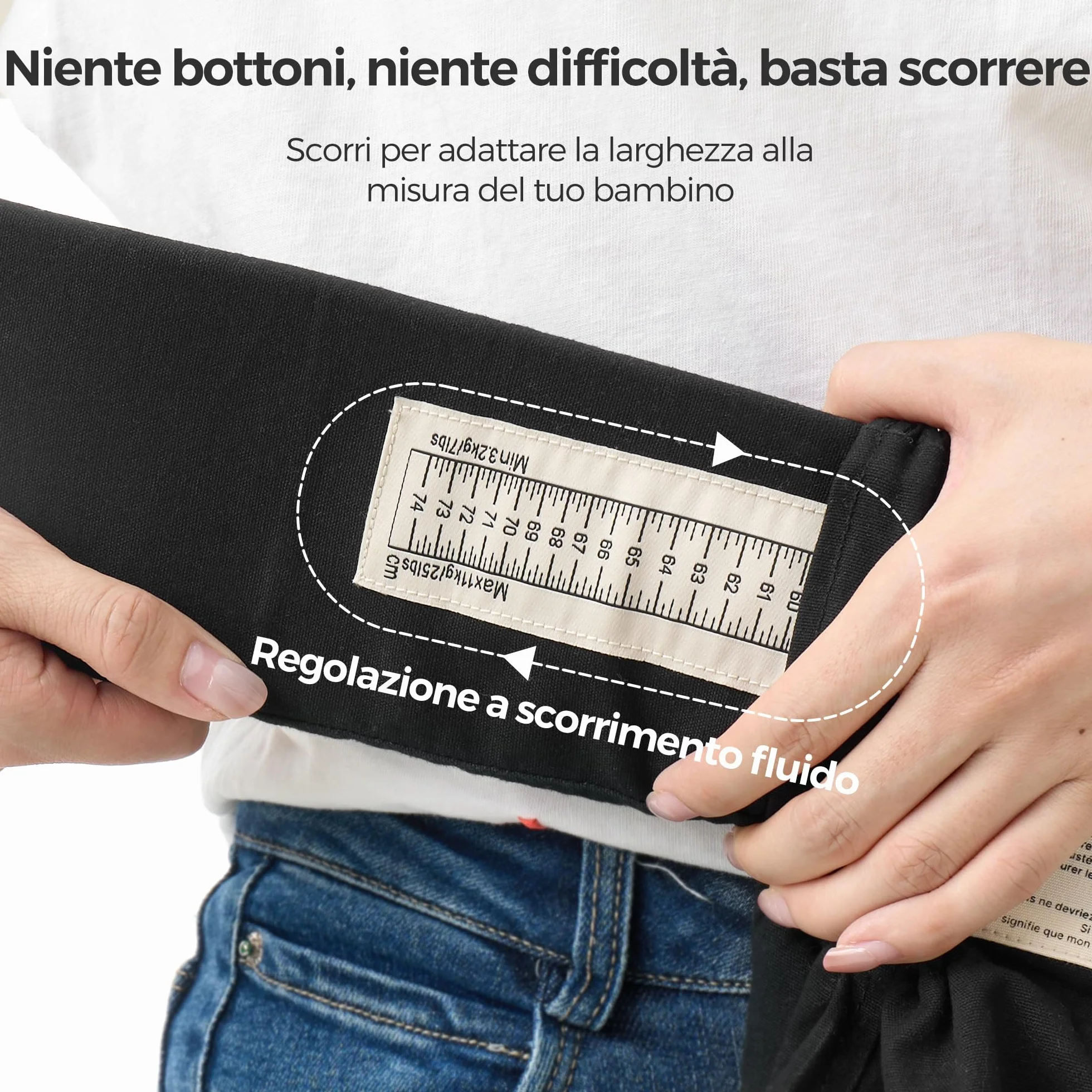 Momcozy Marsupio Porta Bebè per Neonati, Seduta Regolabile con Scala sulla Cintura, Supporto Collo, Chiusura con Anello di Sicurezza, 3,2–11 kg, Nero