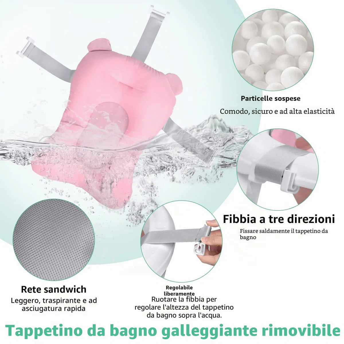 Froadp 82x50x20cm Vasca da Bagno Pieghevole per Bambini, Vaschette Bagnetto Neonato Antiscivolo con Suporto, Bacino Doccia di Sicurezza Portatile per Neonati e Bambino 0-8 anni (Rosa con Cuscino)