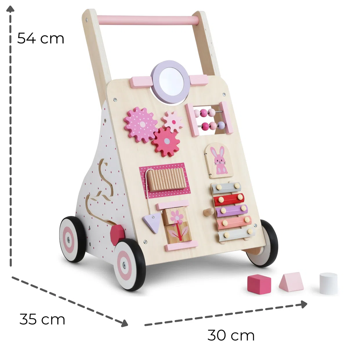 Haus Projekt Carrello Primi Passi Rosa, Girello Bambina di Legno Rosa, Carrellino Primi Passi Legno, Giocattoli per Bambini 1 anno, Regali di Primo Compleanno per Bambini, Regalo di Pasqua