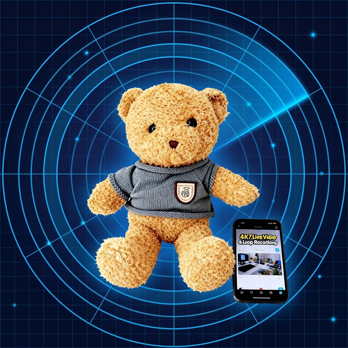 Orsacchiotto con Telecamera WiFi – Baby Monitor 4K e 1080P con Visione in Tempo Reale, Rilevamento Movimento con Notifiche, Supporto Micro SD 128GB, App Allcam365