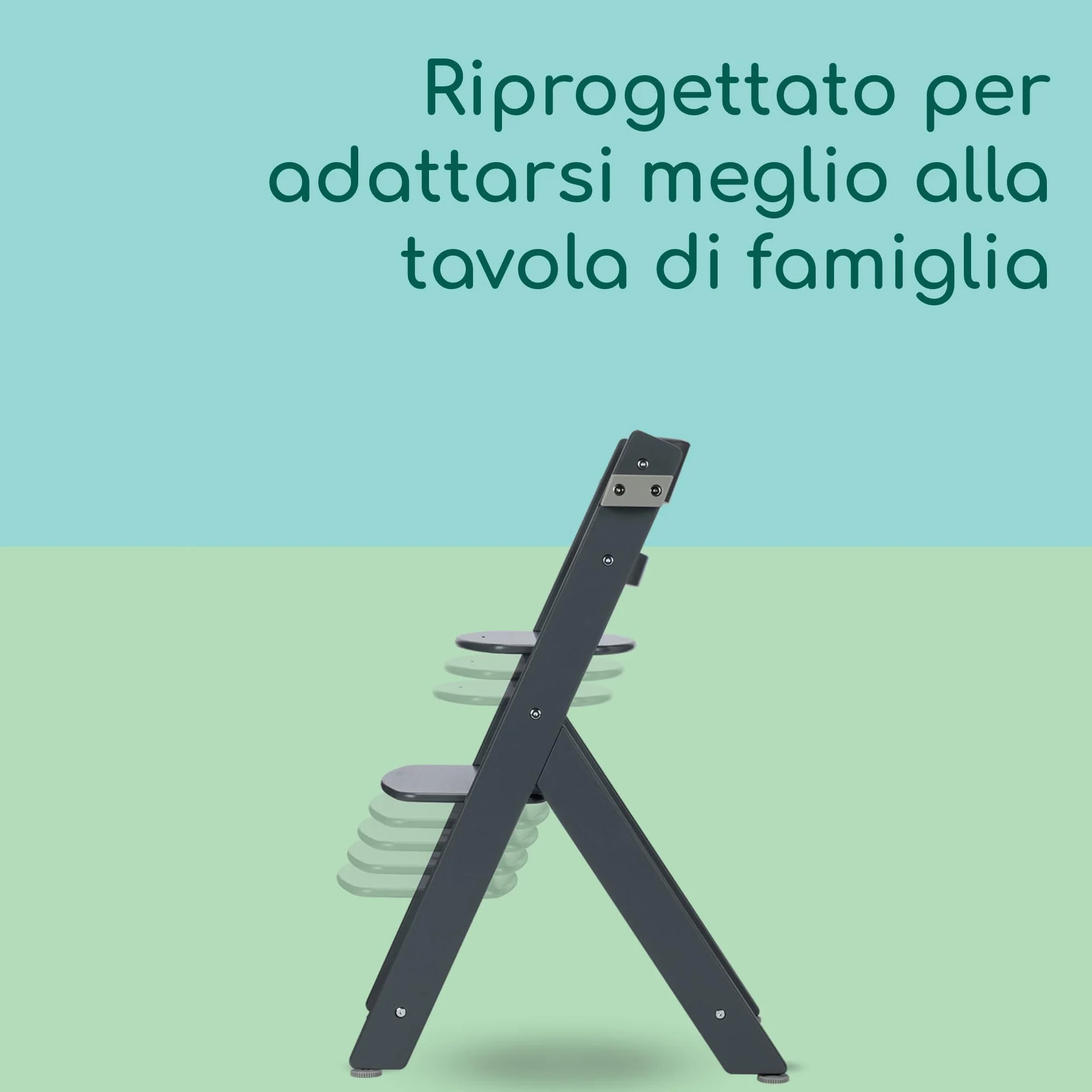 Bebeconfort Timba 2 Seggiolone Pappa Evolutivo in Legno, 6+ Mesi, Fino a 110 kg, Regolabile in Altezza, Grey Mist