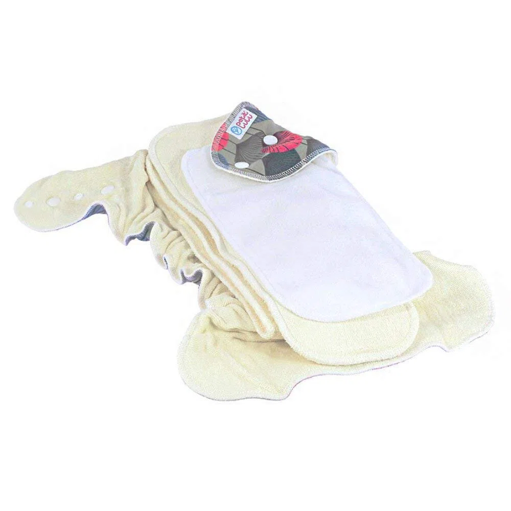 Petit Lulu Pannolino Mutandina Maxi Bambù Fitted Notte | Bottoni | Fluffy Organic | Pannolini di stoffa | Riutilizzabile e lavabile | Pannolini lavabili | Prodotto in Europe (Delfine)