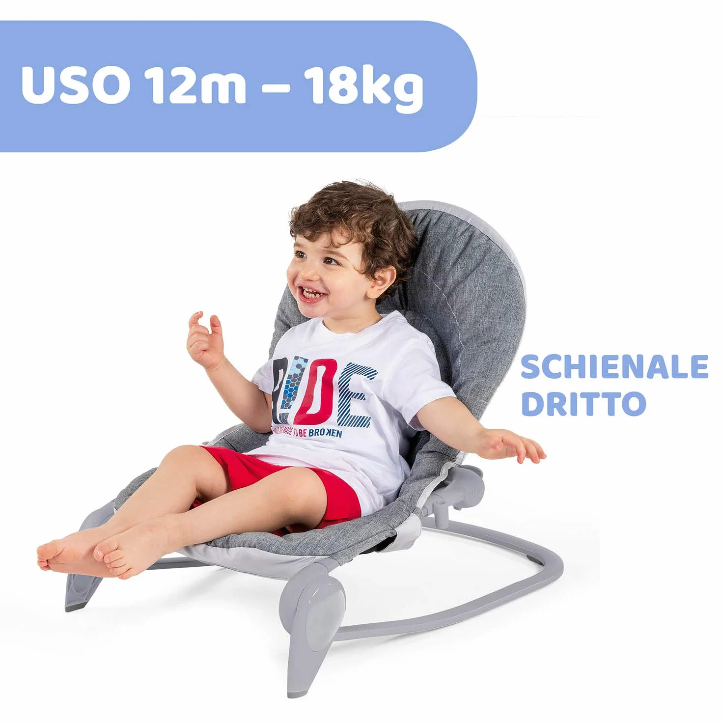 Chicco Hooplà Sdraietta Neonati e Bambini da 0 Mesi a 18 kg, Funzioni Dondolo e Poltroncina, con Barra Gioco, Schienale Regolabile e Cuscino Riduttore, Chiusura Compatta, Grigio chiaro
