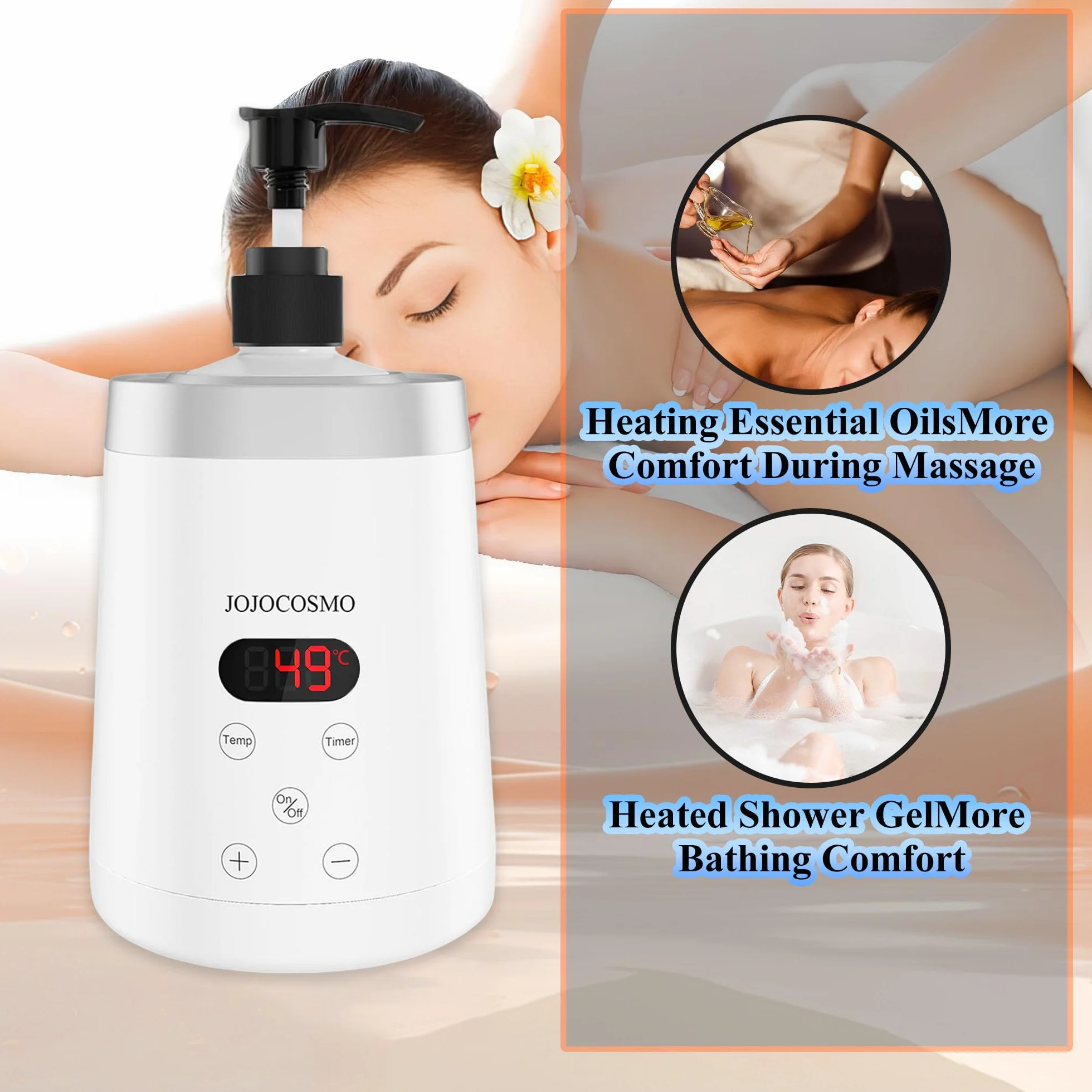 Scaldaolio da massaggio con dispenser per bottiglie, variabile, per salone e spa