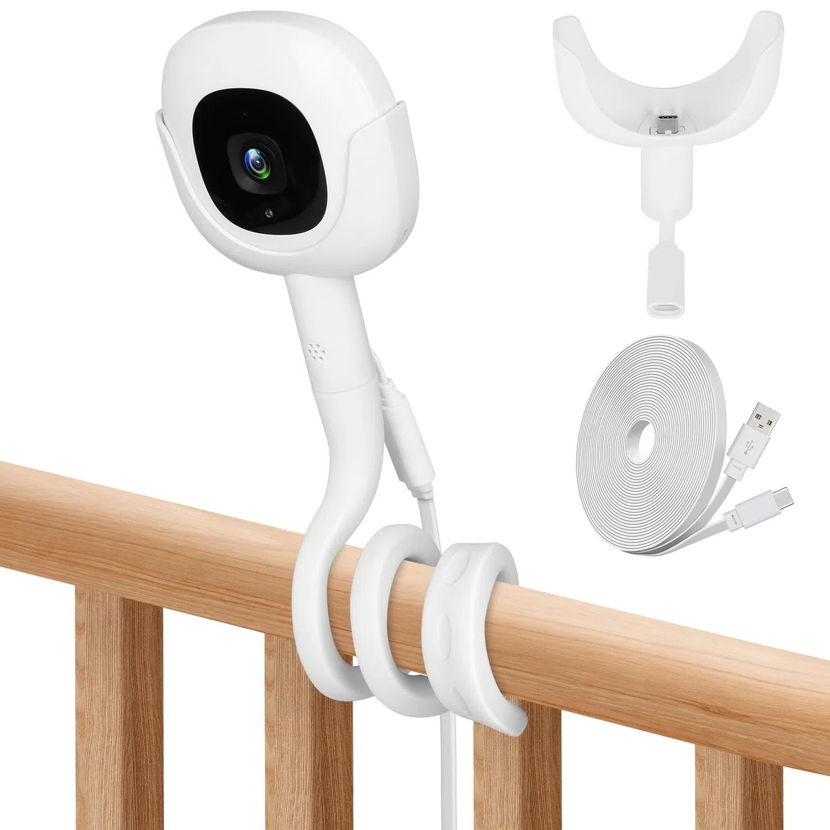 Didalo Supporto flessibile compatibile con baby monitor Nanit Pro, il supporto flessibile per baby monitor si attacca alle mensole della culla, senza attrezzi o danni alla parete (fotocamera non