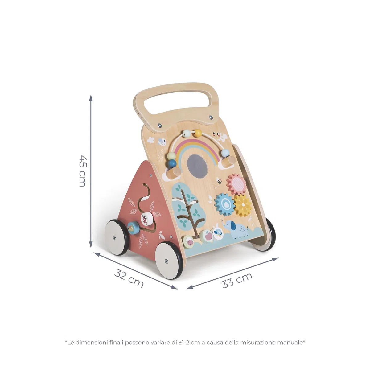 MS BabyWorld – Montessori MIMO – Primi Passi in Legno per Bambini | Carrello Primi Passi con Giochi e Attività | Per Imparare a Camminare | Da +12 Mesi