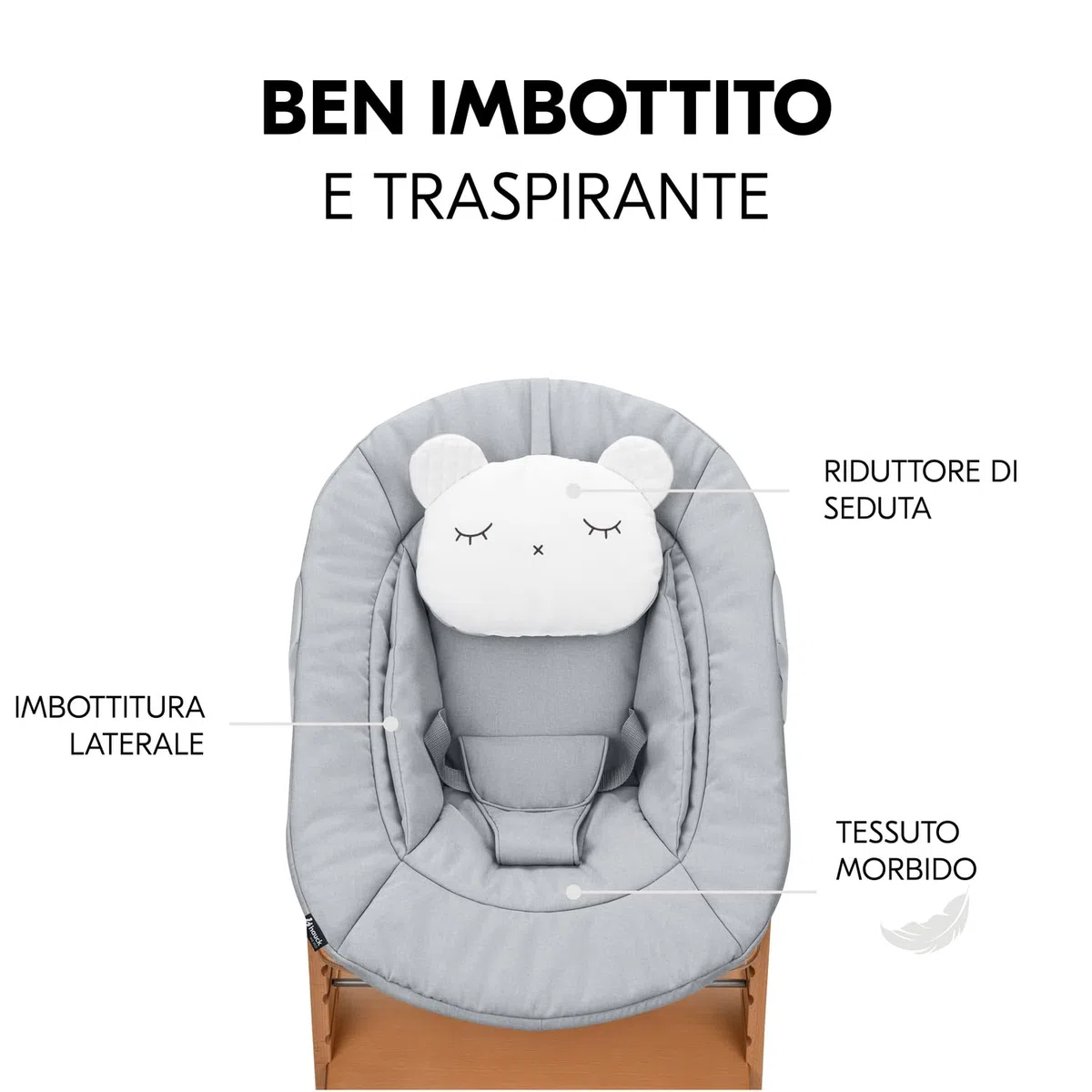 hauck Alpha Newborn Set Pre, Nature Grey - Seggiolone Pappa con Seduta Neonato dalla Nascita e Sedia Evolutiva in Legno di Faggio fino a 90 kg con Cintura Spartigambe e 5 Punti, Barra Protettiva