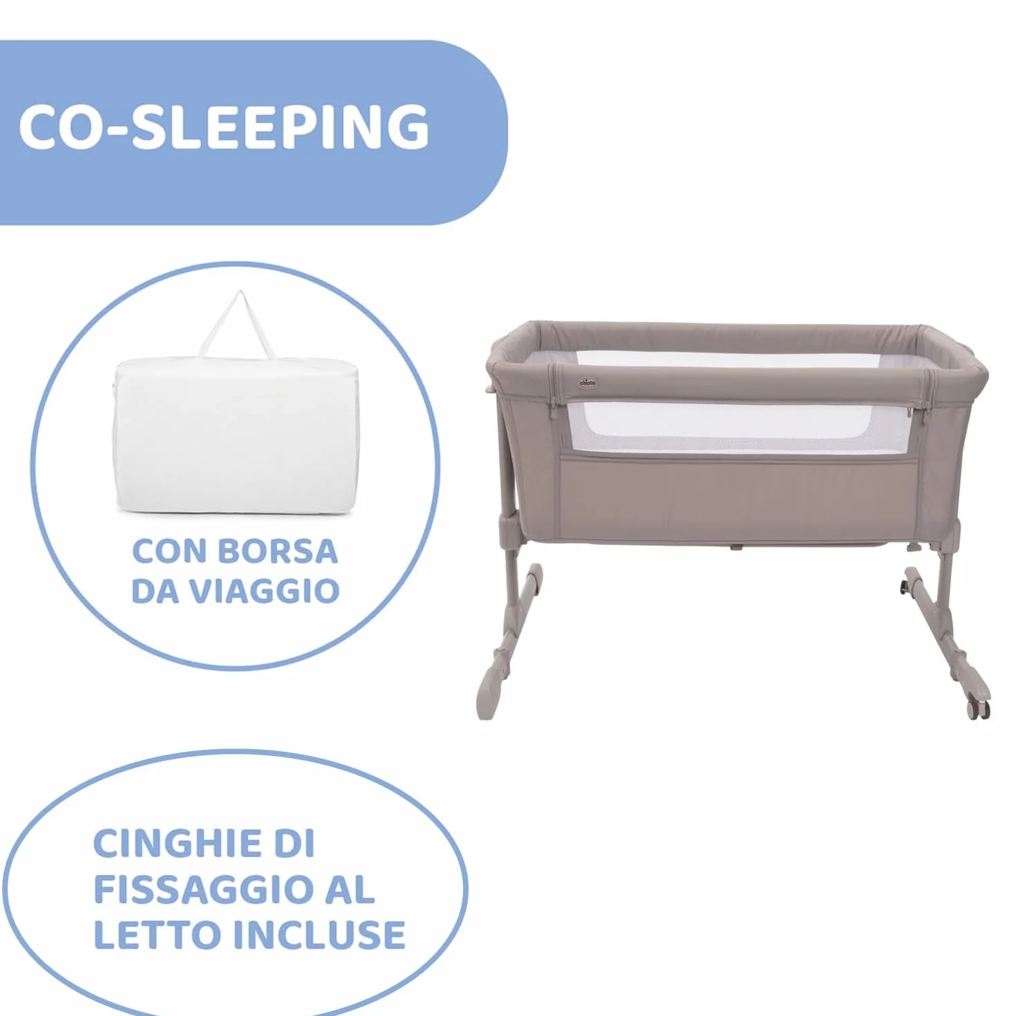 Chicco Next2Me Essential Culla Neonato Co-Sleeping Altezza Regolabile Materasso Incluso 0-6 Mesi Beige