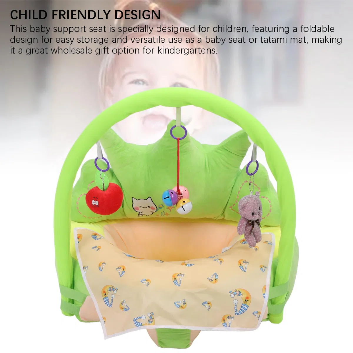 Il Morbido Seggiolino di Supporto per Bambini in Peluche Mantiene la Postura Seduta Comoda Imparando a Sedersi Sulla Sedia per Neonati e Bambini Piccoli (GREEN)