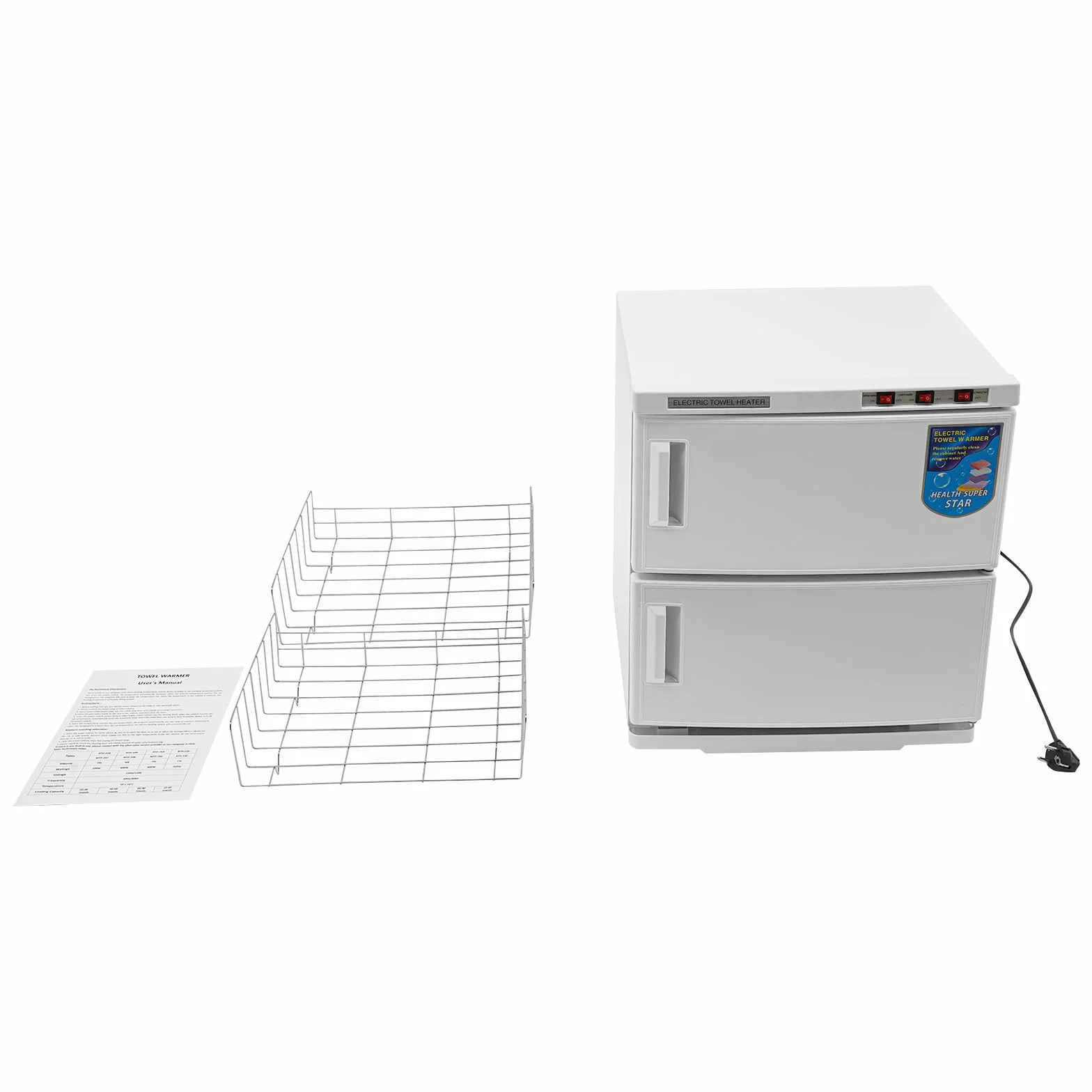 Portasciugamani a 2 porte 50L riscaldatore sterilizzatore UV armadio caldo cosmetici compresse