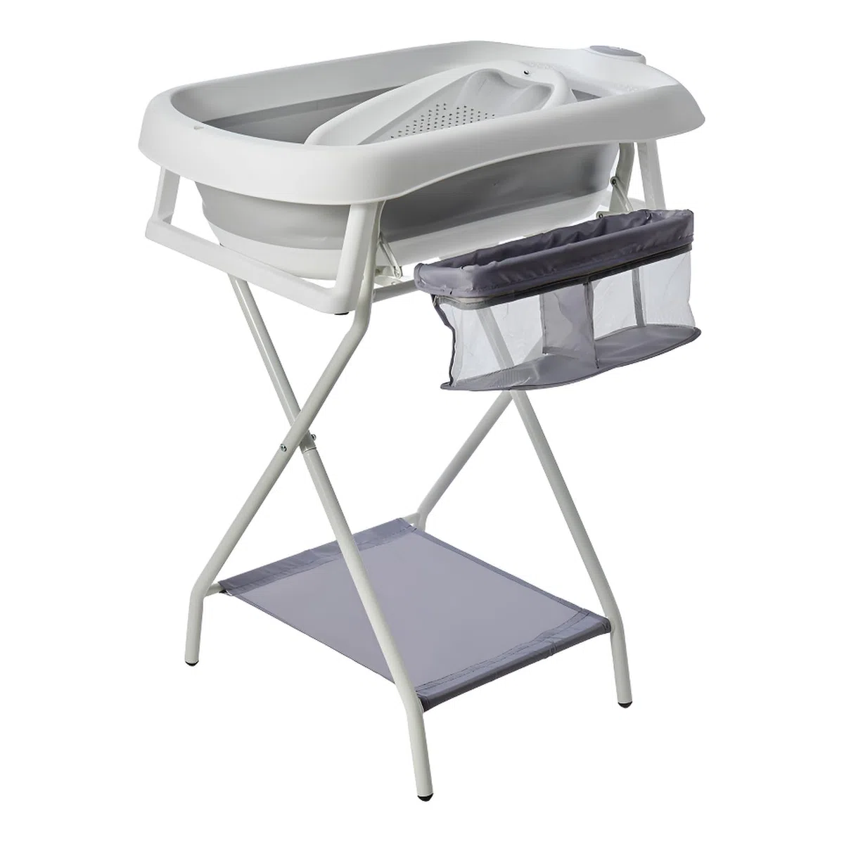 Vaschetta per il bagnetto con telaio 80 cm -Vaschetta per il bagnetto con supporto Sicura per il bambino(Grau mit Badewannenablage)