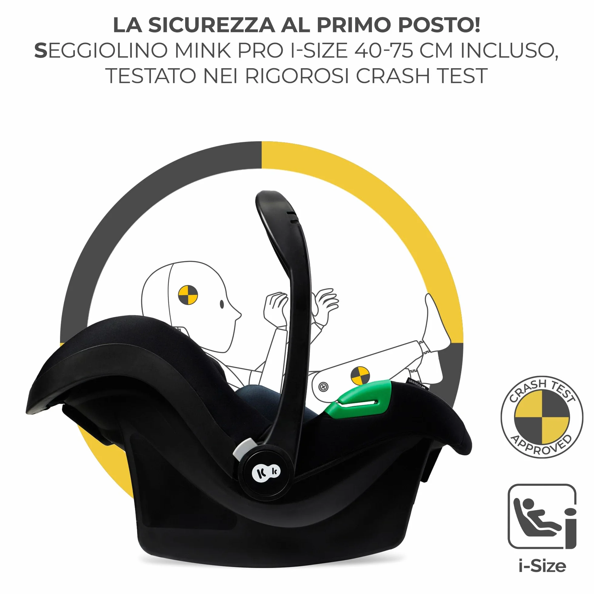 Kinderkraft ESME Trio passeggino neonati 3 in 1 fino 26 kg, Ovetto I-SIZE 40-75 cm, Carrozzina reversibile, Pieghevole, Beige