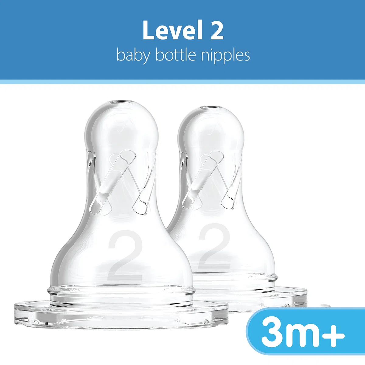 Dr. Brown's Natural Flow Livello 2 e Livello 3 Narrow Baby Bottle Silicone Capezzoli, Flusso Medio Veloce, 6m+, 100% Silicone Bottiglia Capezzoli, Confezione da 6