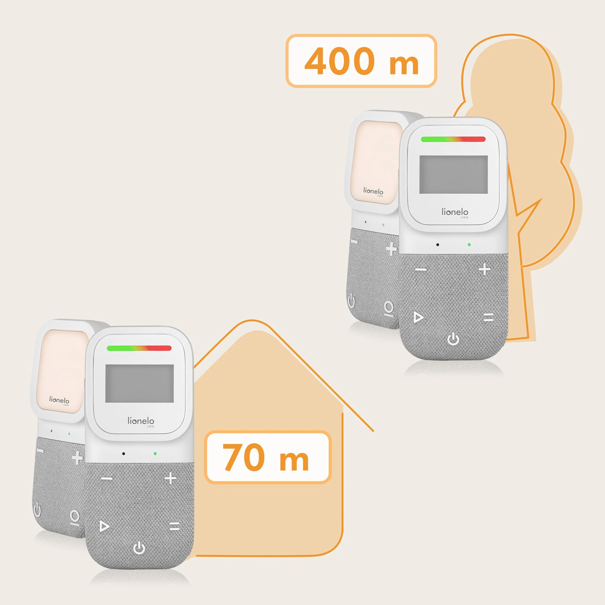 Lionelo Babyline 2.3 Baby Monitor z mikrofonem audio, światłem nocnym, zasięg 400 m, LCD, niania elektroniczna