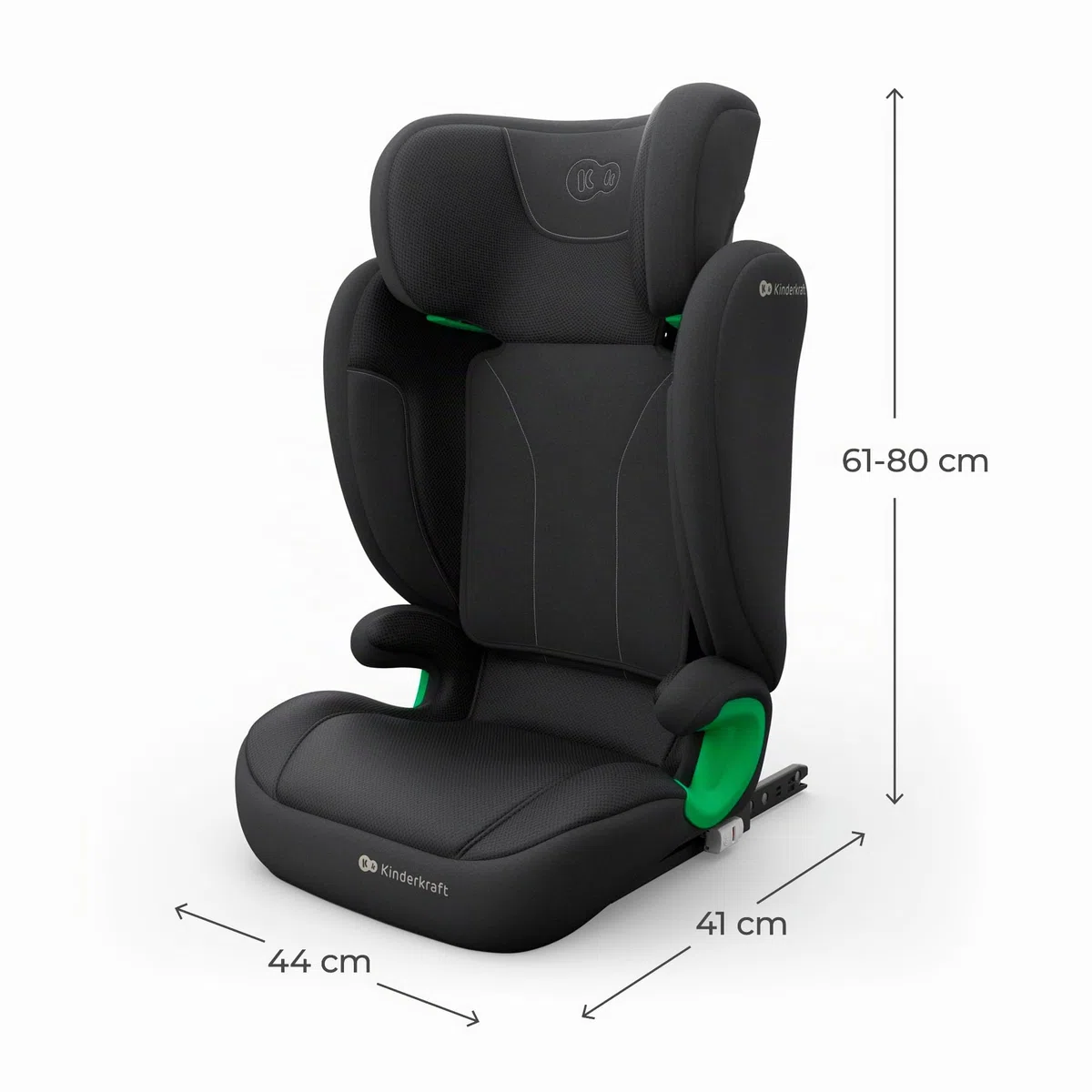 Kinderkraft JUNIOR FIX2 PRO I-SIZE Seggiolino auto 15-36 kg, Gruppo 2-3, 100-150 cm, con Isofix, Poggiatesta regolabile, Sistemi di sicurezza, Leggero Facile da trasportare, Facile da pulire, Nero