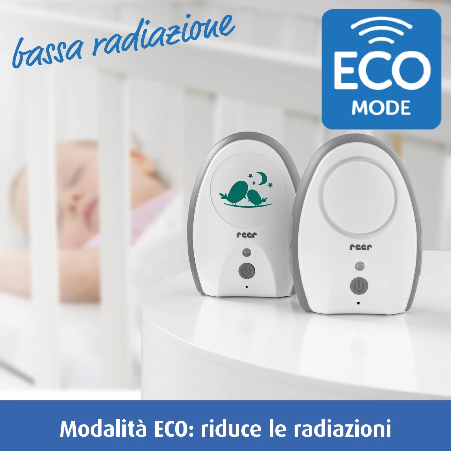Reer Baby Monitor Digitale 50040 Neo — a Prova di Bug, Basse Radiazioni, Portata 250 m