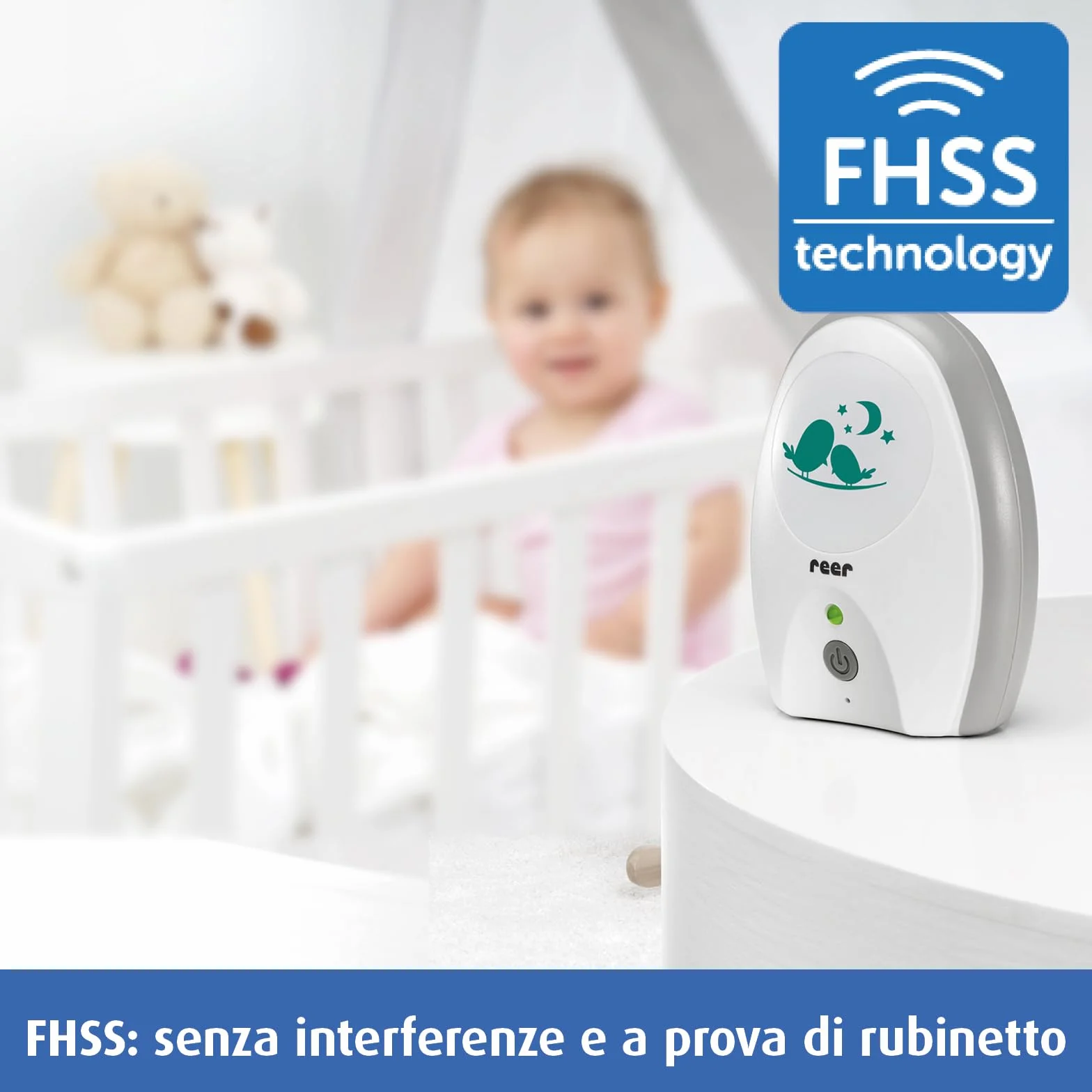 Reer Baby Monitor Digitale 50040 Neo — a Prova di Bug, Basse Radiazioni, Portata 250 m