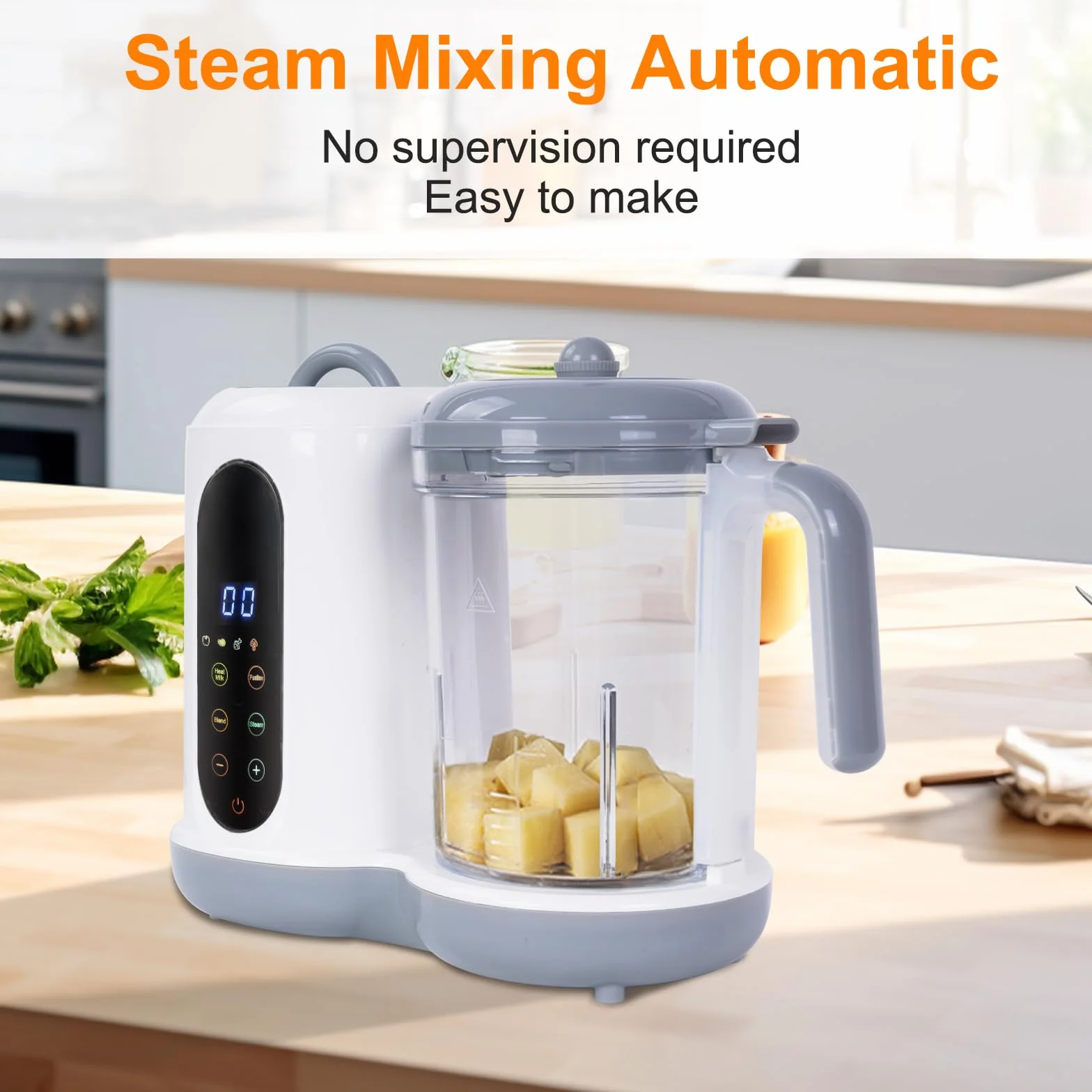 Cuocipappa 4 in 1 Robot da Cucina Multifunzione, Cottura e Tritatura Automatica, Touchscreen