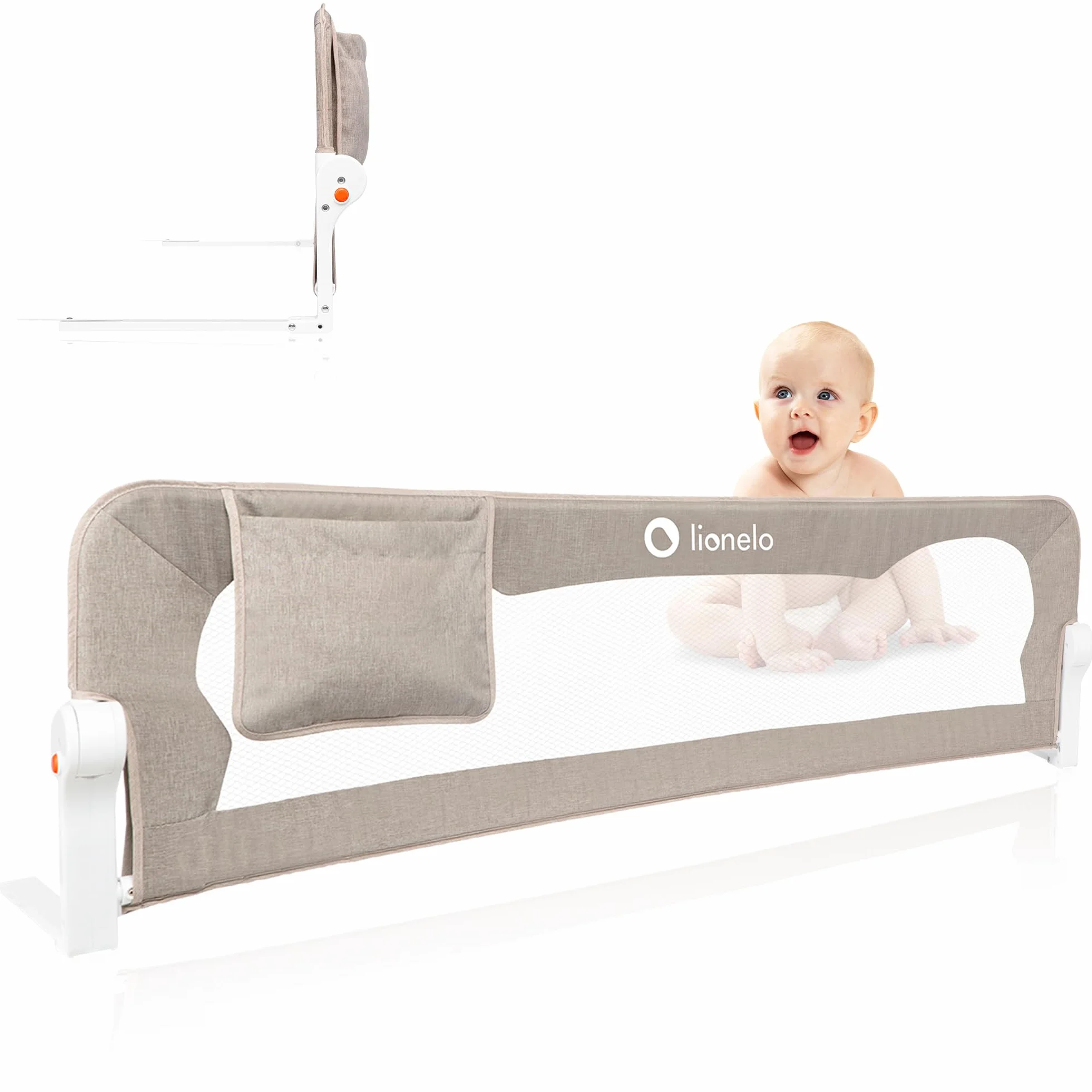 Lionelo Eva Sponda letto universale 150 cm Barriera protettiva pieghevole con blocco Standsafe