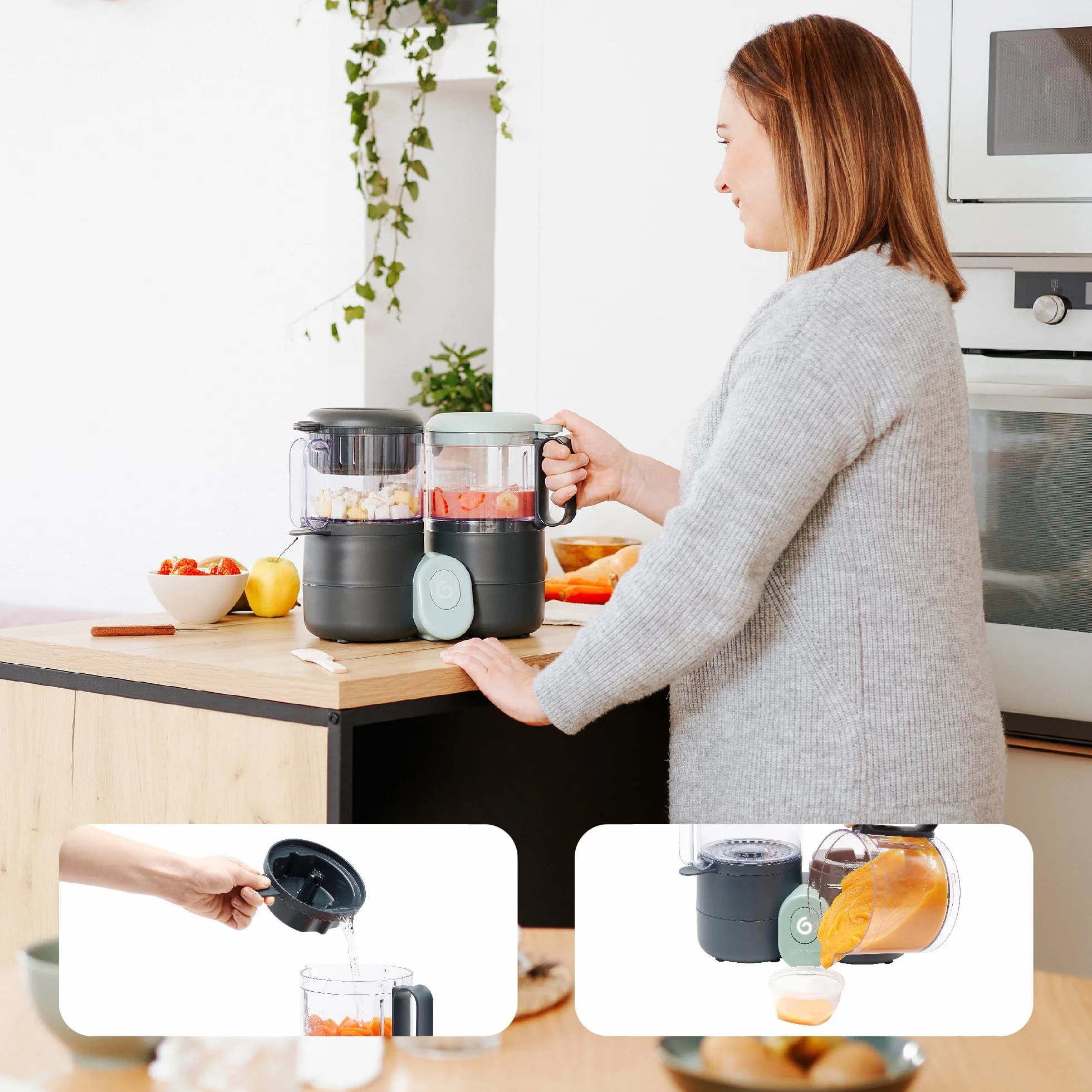 Babymoov Nutribaby One Robot Multifunzione 4 in 1 Cuocivapore Frullatore Riscalda Omogeneizzati Scongela