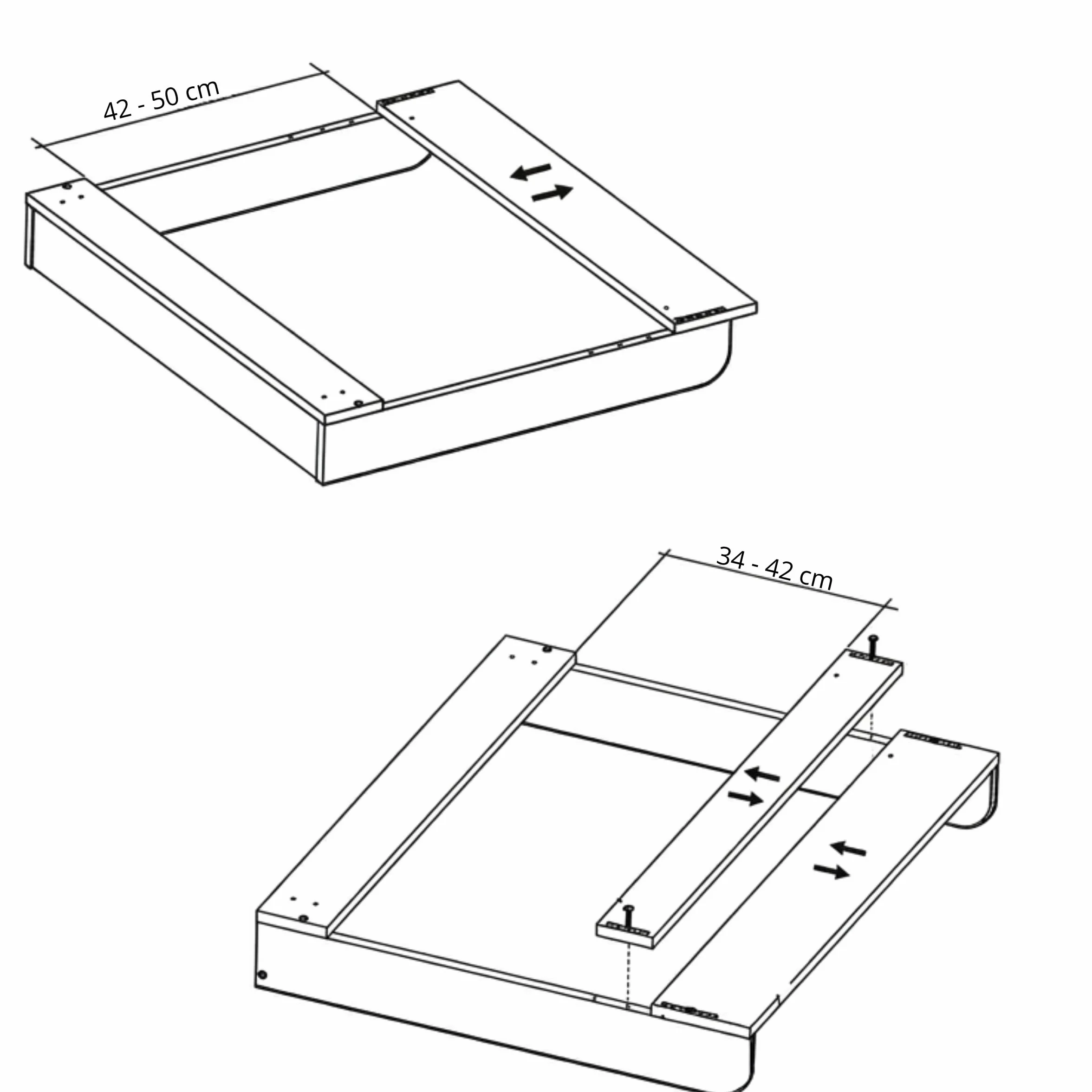 Fasciatoio per comò regolabile estensibile 34–50 cm, Bianco 53,2 x 70 cm