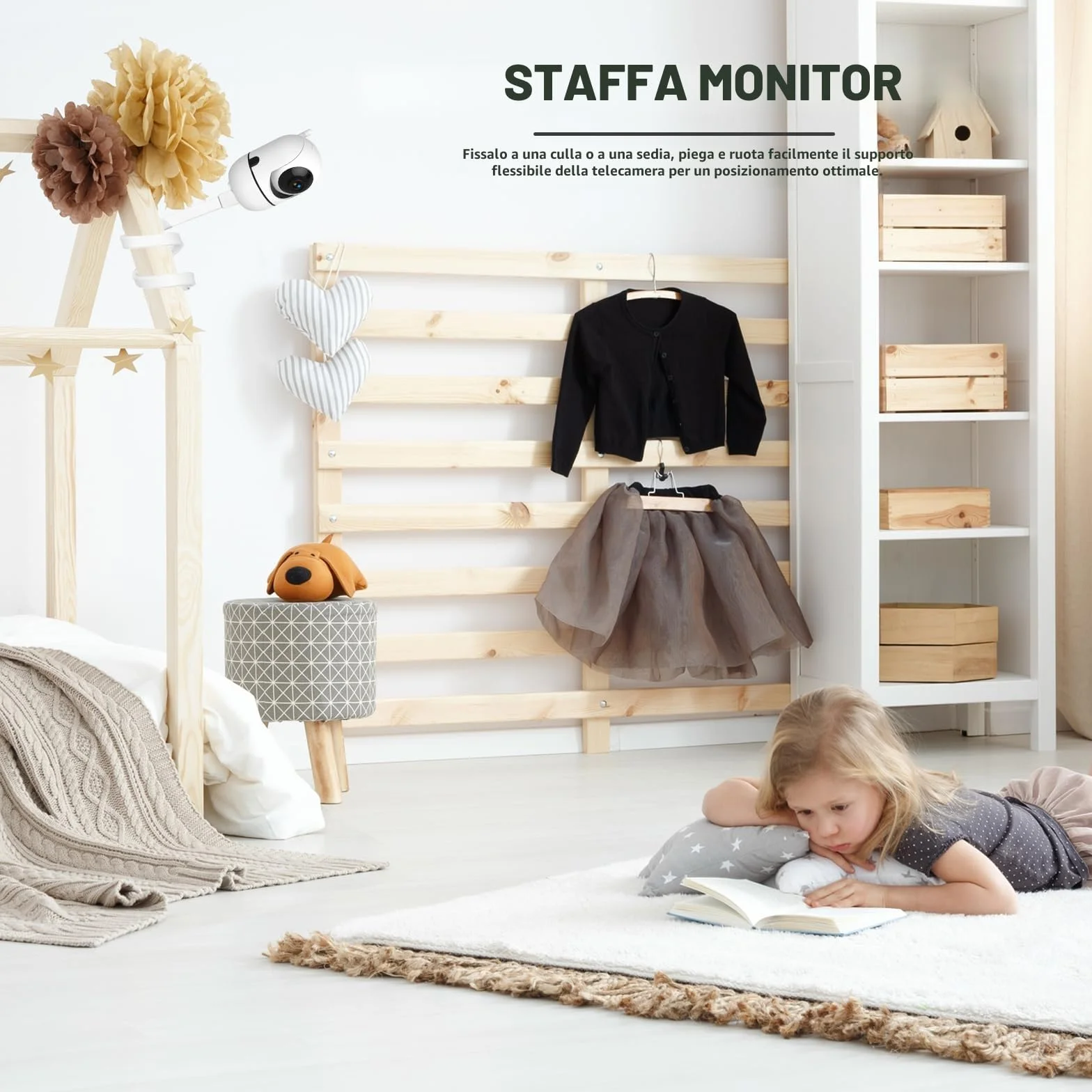 Supporto Baby Monitor Universale Bianco per Culla Rierousy