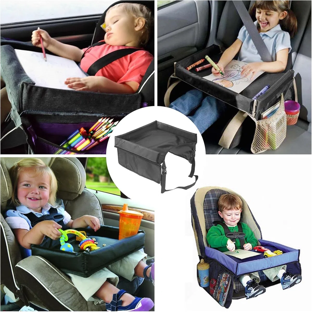 Vassoio da Viaggio,Vassoio da Viaggio Per Bambini Per Seggiolino Auto, Vassoio da Seggiolino, Vassoio di Viaggio per Auto, Vassoi Per Auto Per Bambini, per Bambini, Auto, Vassoio, Passeggino,Nero
