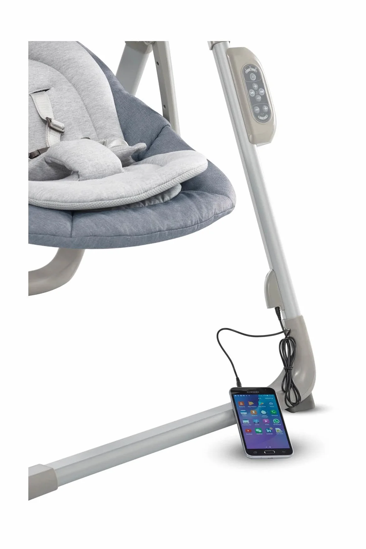 Inglesina Wave Altalena, Pepper, Dondolo con Regolazione per il Comfort, 12 Melodie, Stimolazione Sensoriale, Connettività per Musica da Telefono