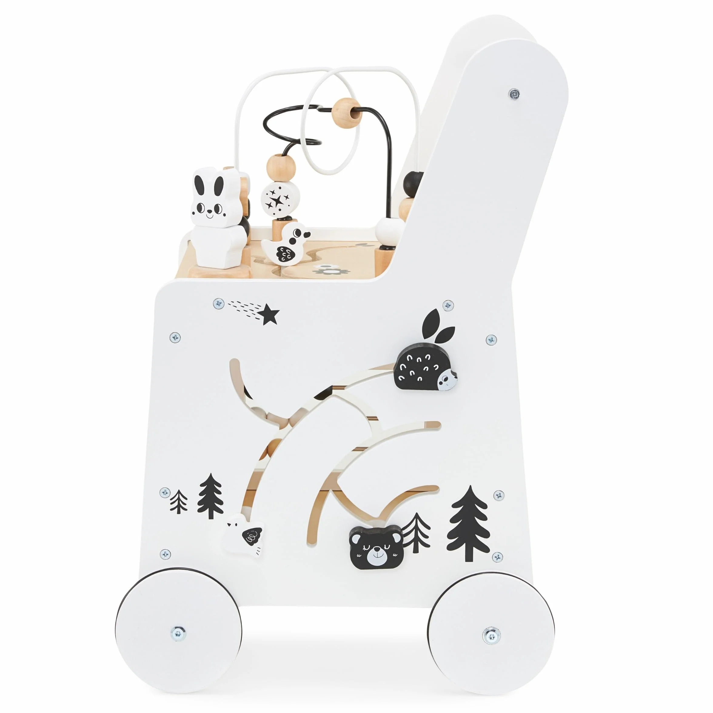 Mamabrum Primi Passi 6 w 1 Spintore Legno Tavolo Didattico Giochi Bambini Abaco Loop Motorio 31x28x49cm