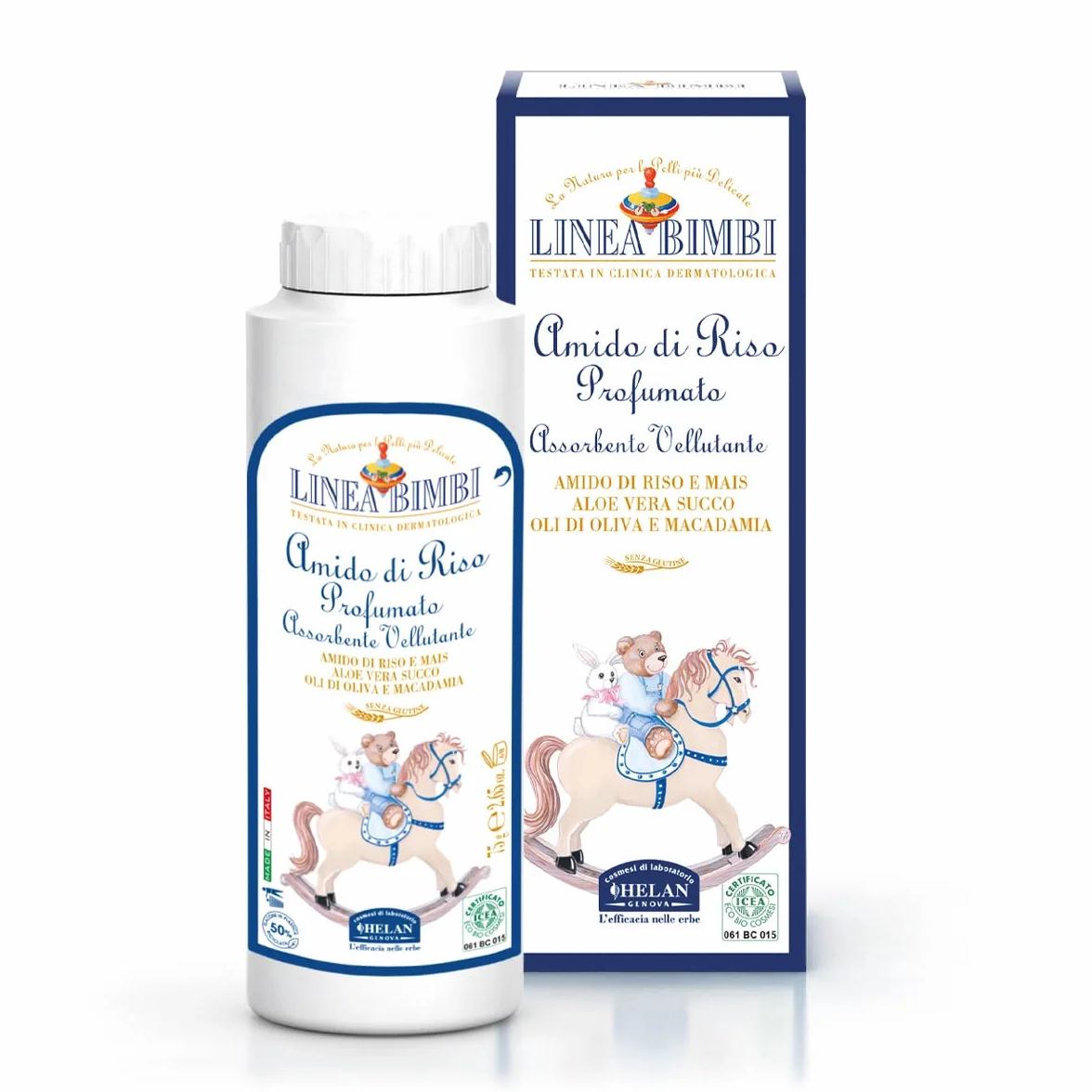 Helan, Linea Bimbi - Dolce Benvenuto Set Neonato con Shampoo Bagnoschiuma 250ml, Amido di Riso Bagnetto 75gr, Salviette 60Pz, Crema Cambio Pannolino 100gr, Crema 100ml