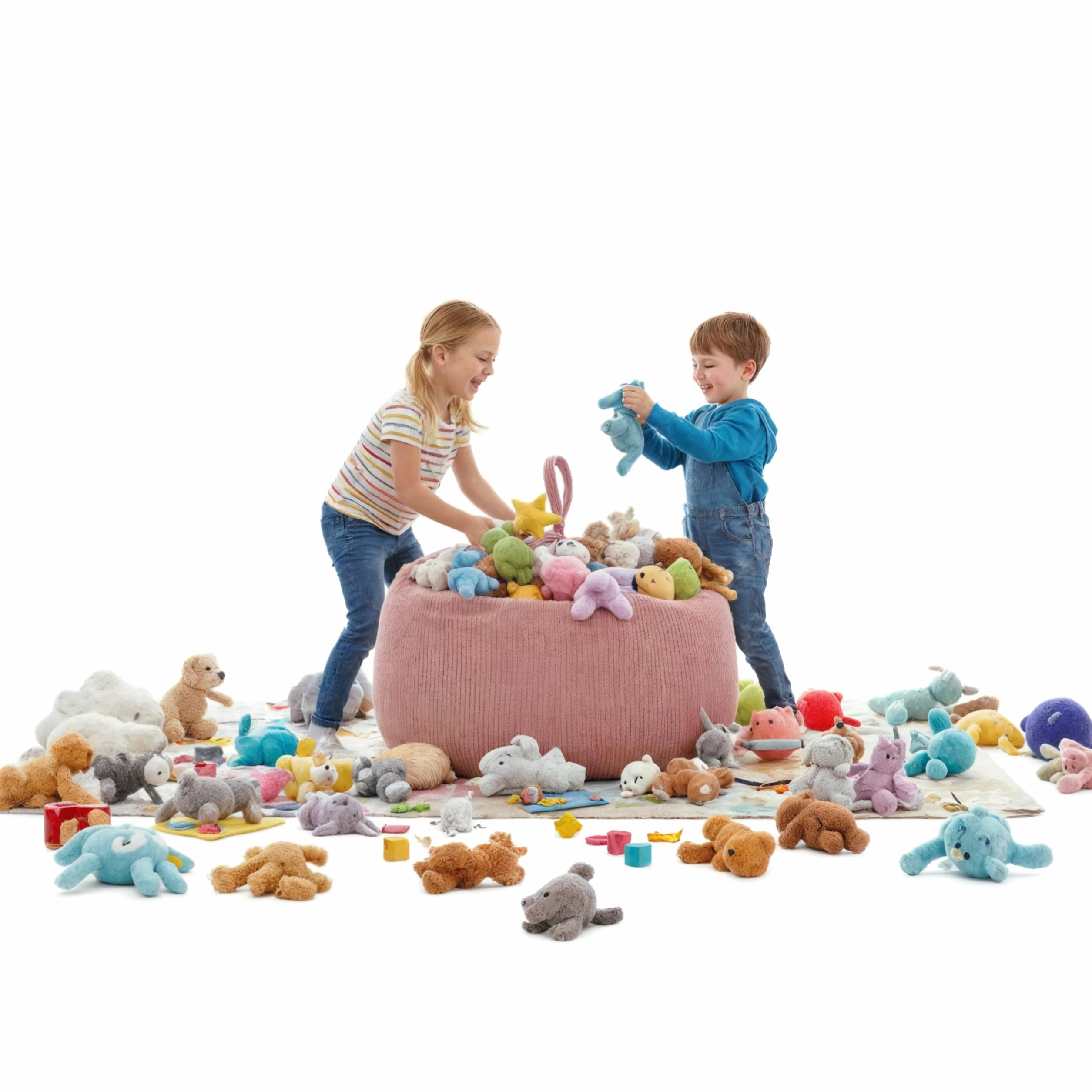 Gutekissen Fodera per sacco di peluche per bambini, 85 x 85 x 50 cm, per la cameretta dei bambini, organizer per animali di peluche e coperte, tessuto Oeko-Tex, chiusura lampo (rosa)