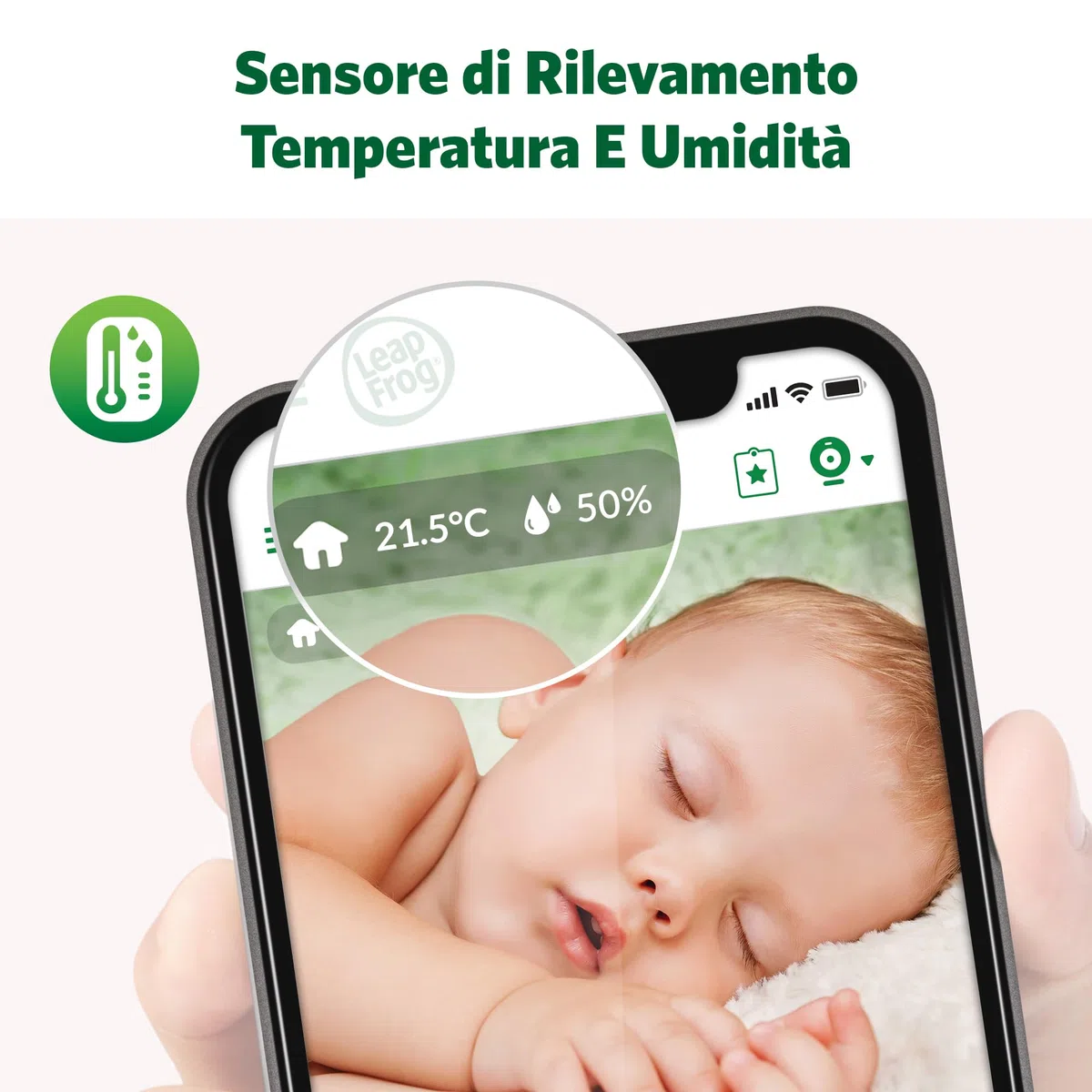 LeapFrog LF1911 Baby Monitor con video in 1080HD,App gratuita con rilevamento del movimento e del rumore,visione notturna a colori,modalità privacy,telecomando dello zoom a inclinazione di rotazione