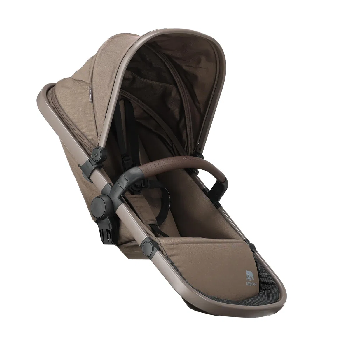Deryan Secondo sedile passeggino Evy V2 - Cuscino con cintura di sicurezza a 5 punti - 4 posizioni reclinabili regolabili - Dalla nascita fino a circa 4 anni - Portata massima 25 kg - Nocciola