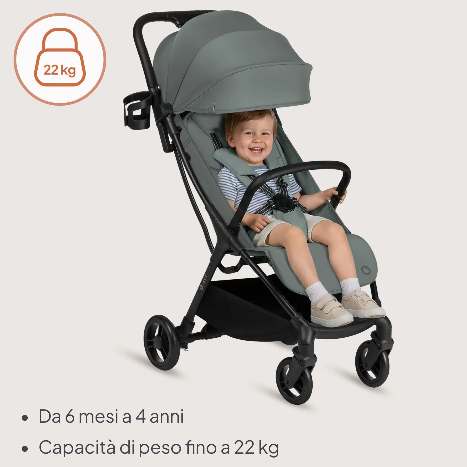 Lionelo AGIA Passeggino Compatto Leggero 22 kg 4 anni Pieghevole