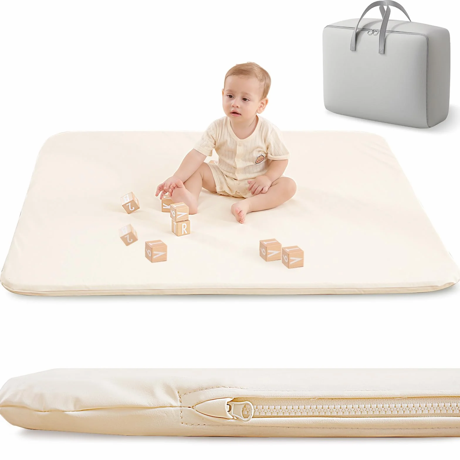 Tappeto Per Bambini e Extra spesso e Non Tossico,120x120x3cm inodore e Impermeabile Per Bimbi.Morbido tappetino in pelle vegana per creare un'area di gioco sicura per i più piccoli
