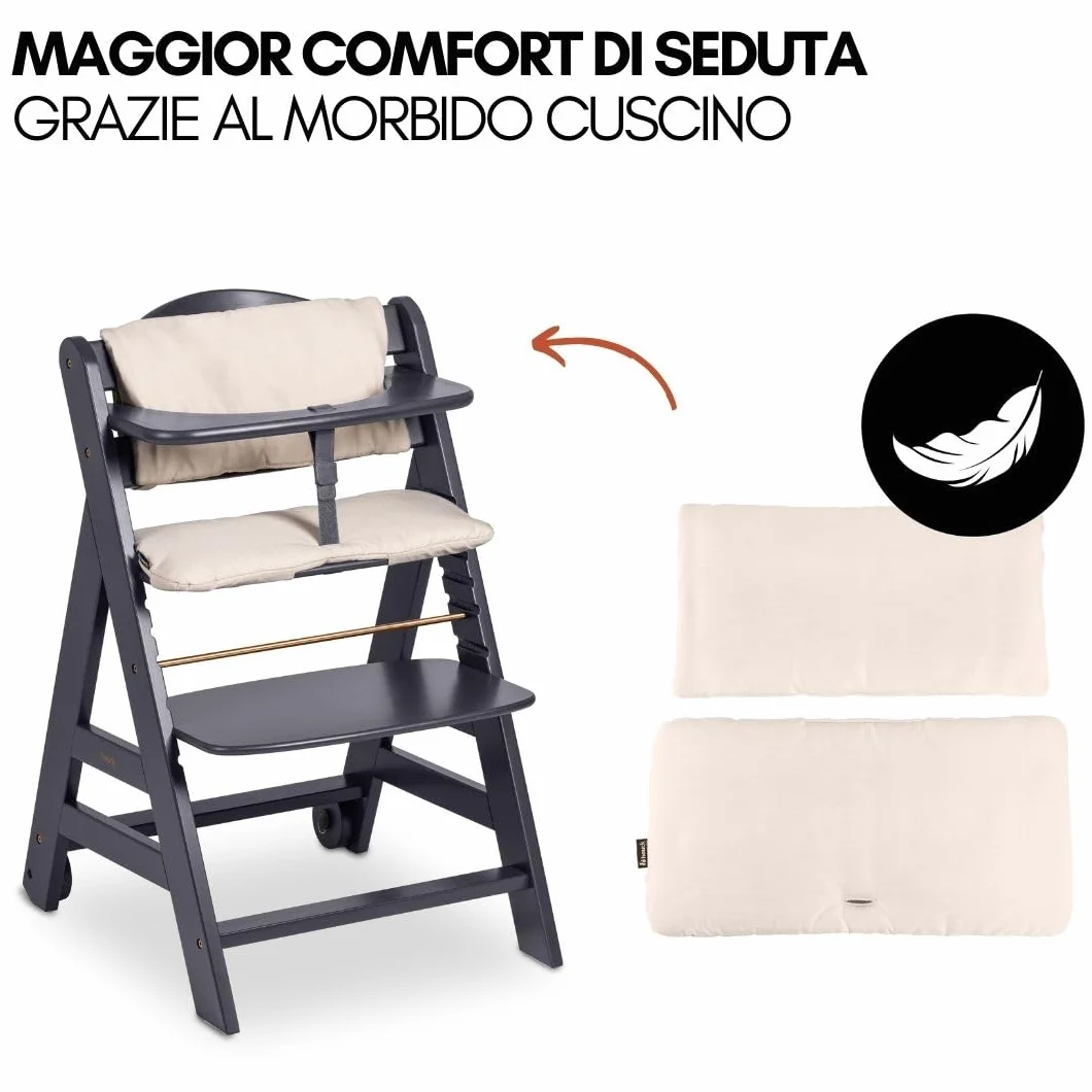 Hauck Seggiolone Evolutivo Beta+ Newborn Set Deluxe 2in1 Regolabile con Sdraietta Neonato, Cuscino Seduta e Vassoio