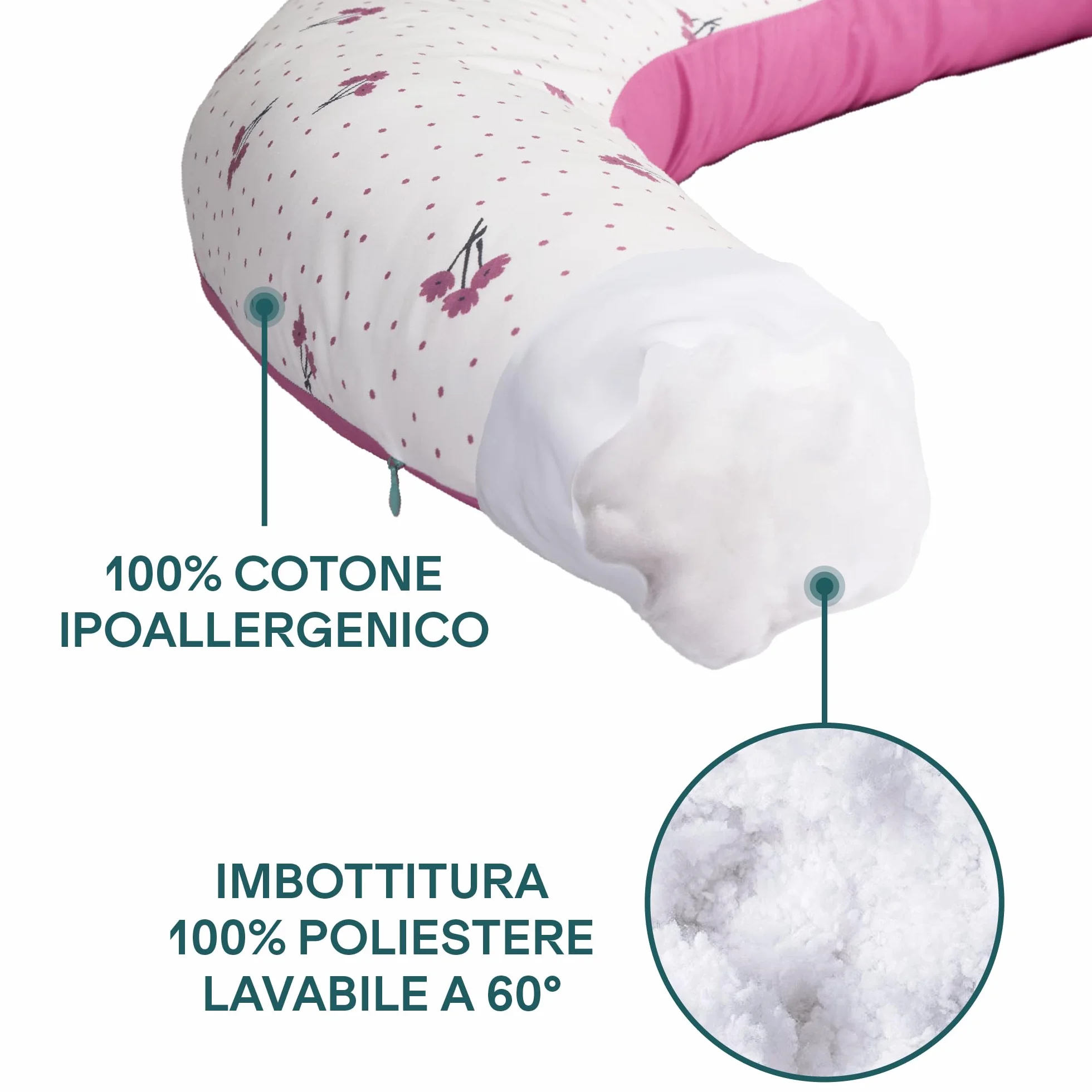 Koala Babycare Cuscino Gravidanza 2 in 1 XXL Sfoderabile Ipoallergenico Ergonomico 100% Cotone
