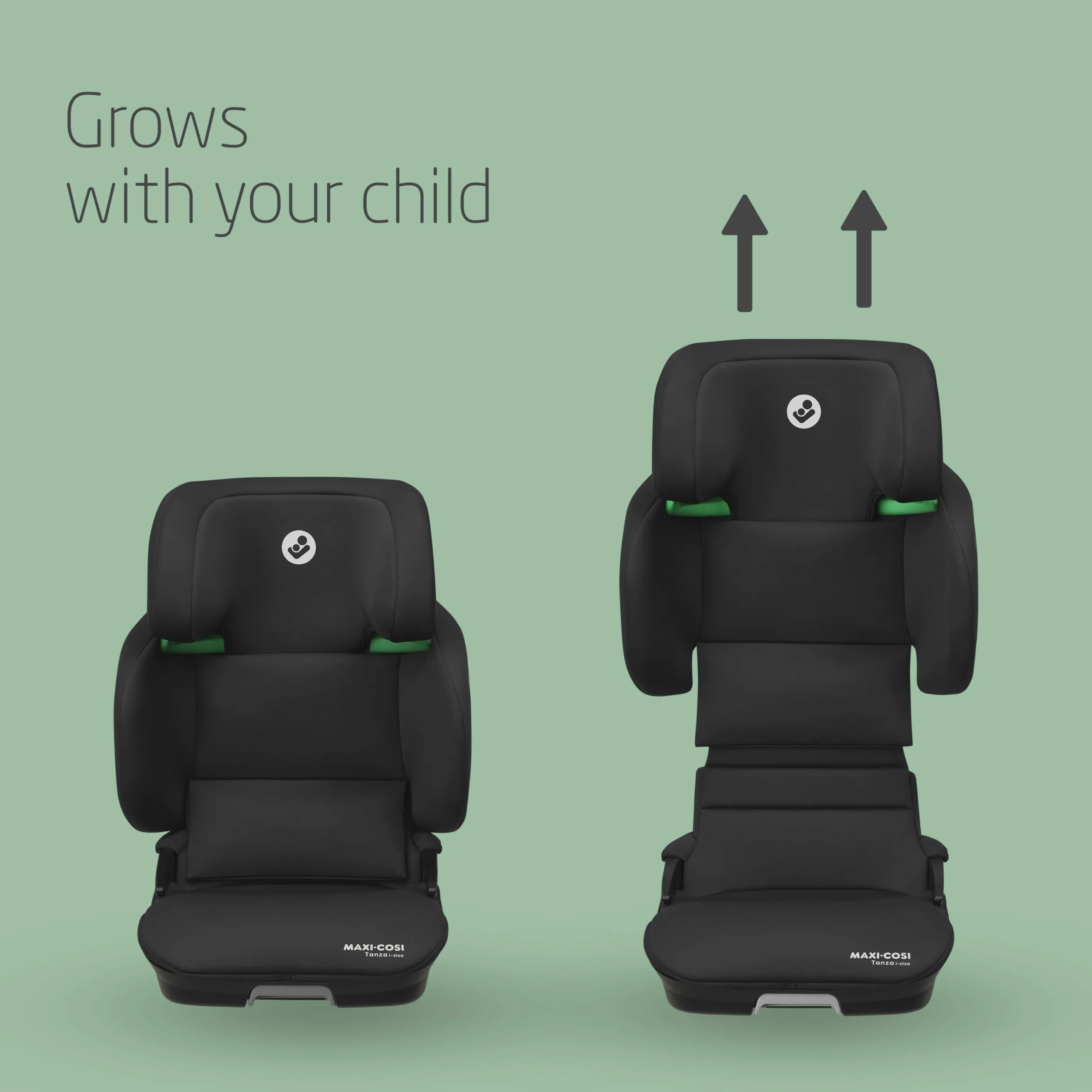 Maxi-Cosi Tanza i-Size Seggiolino auto per bambini 3,5-12 anni, 100-150 cm, Isofix, Seggiolino auto pieghevole compatto, Regolabile in altezza, Protezione dagli impatti laterali G-CELL, Full Black