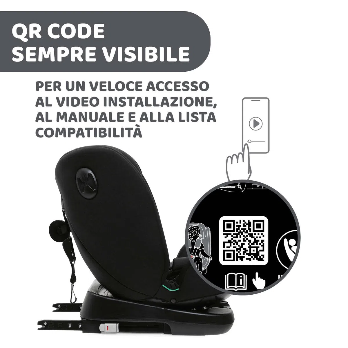 Chicco Unico Evo I-Size, Seggiolino Auto 0-36 Kg, omologato ECE R129/03, Isofix Girevole A 360° E Reclinabile, Gruppo 0+/1/2/3 Da 0 A 12 Anni