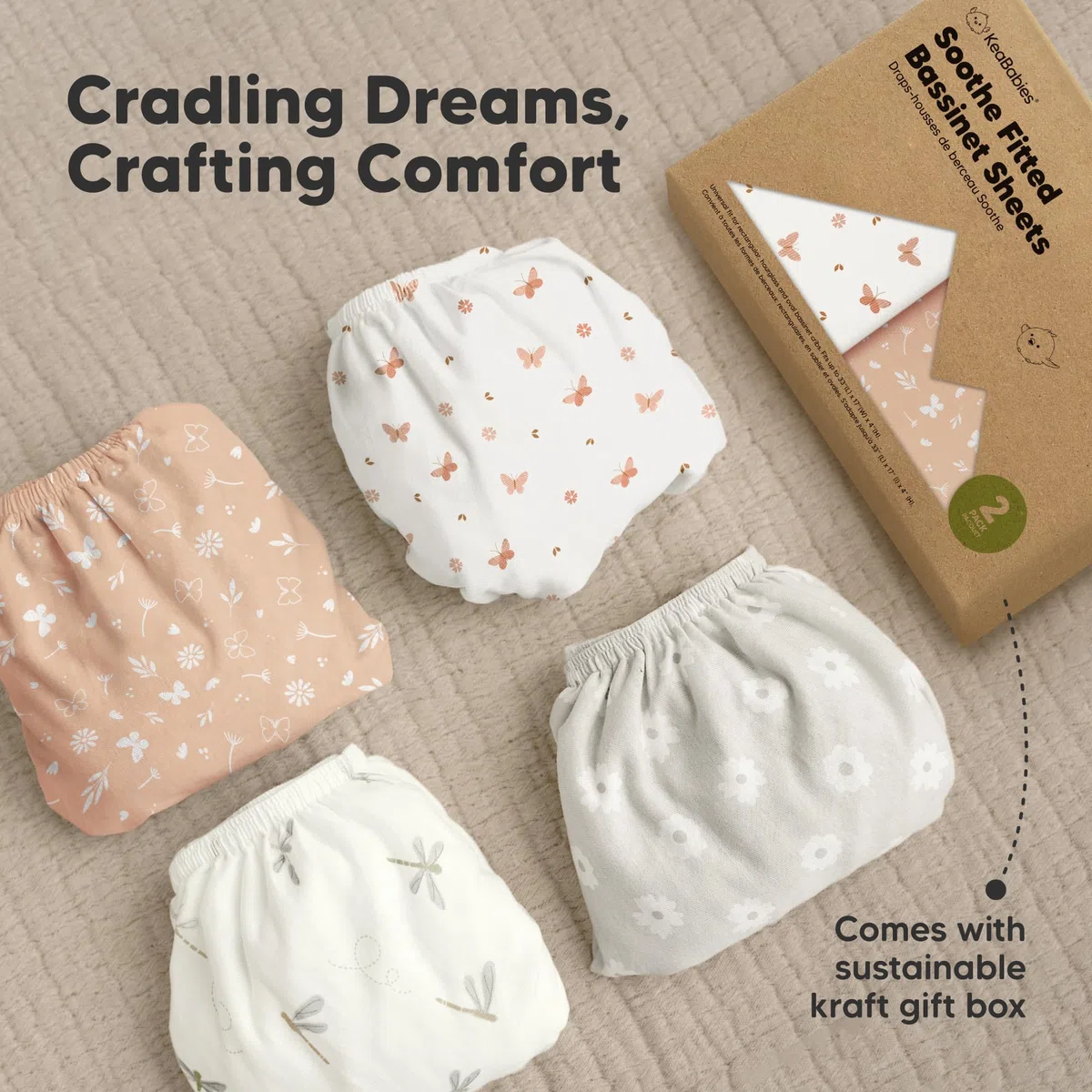 2 confezioni di lenzuola organiche per culla per neonati, per ragazze e ragazzi - 100% lenzuola per materasso per culla in cotone, compatibili con Halo Bassinest Swivel Sleeper, Graco, Baby Delight